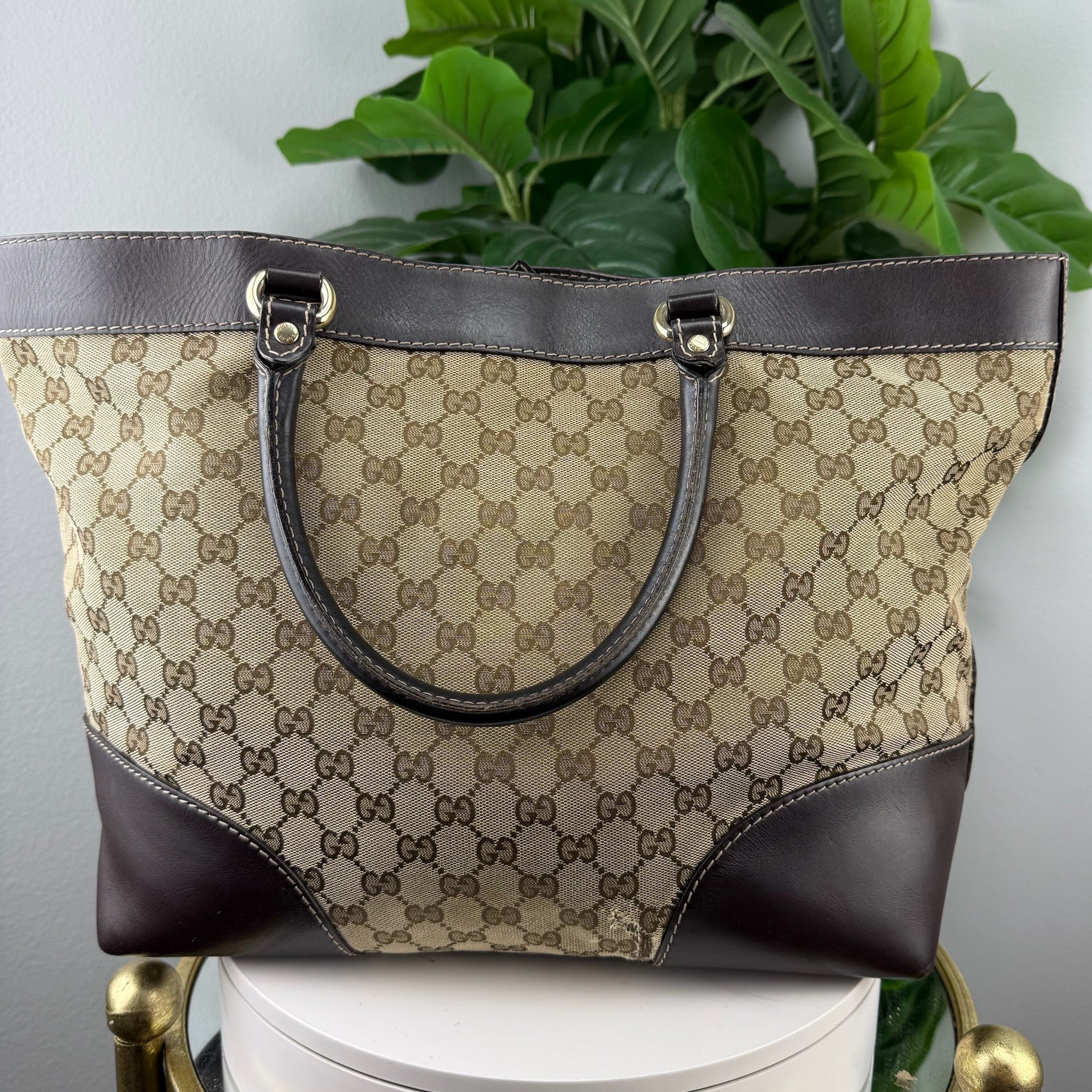 Authentic Gucci GG Canvas Lovely Heart Tote Bag