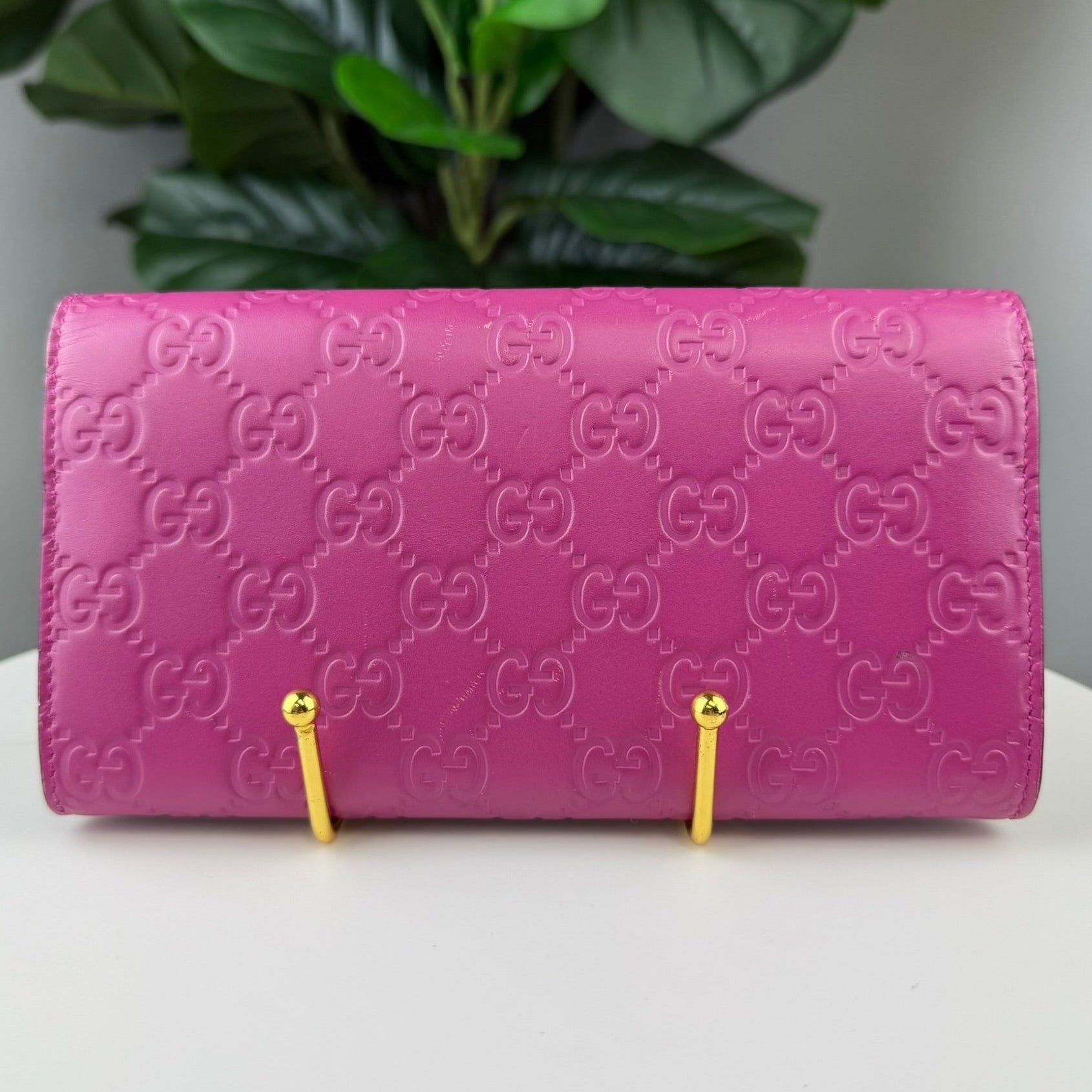 Authentic Gucci Peonia Flower Guccissima Signature Bowy Continental Wallet
