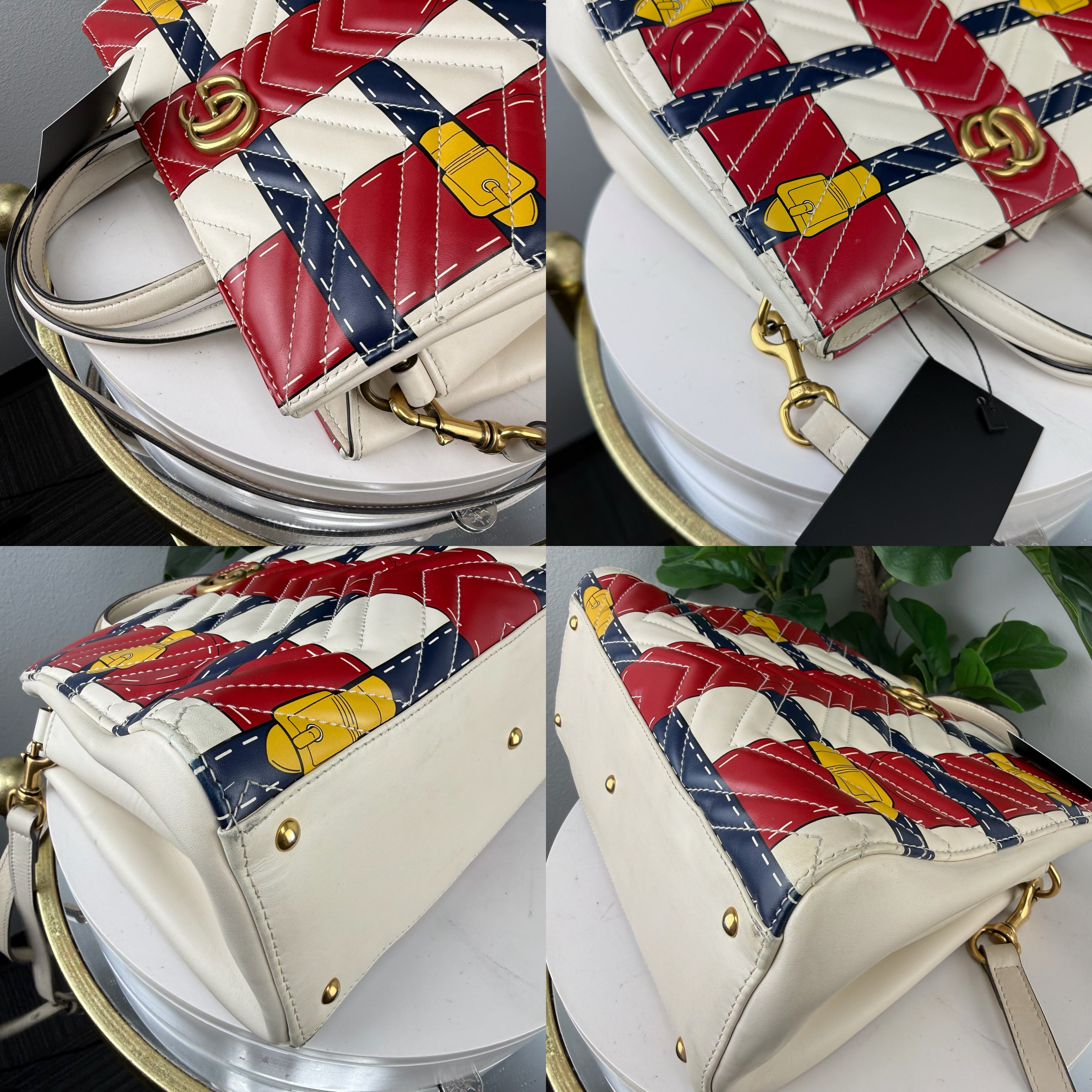 Authentic Gucci GG Marmont Matelasse Small Trompe L'Oeil Handle Bag