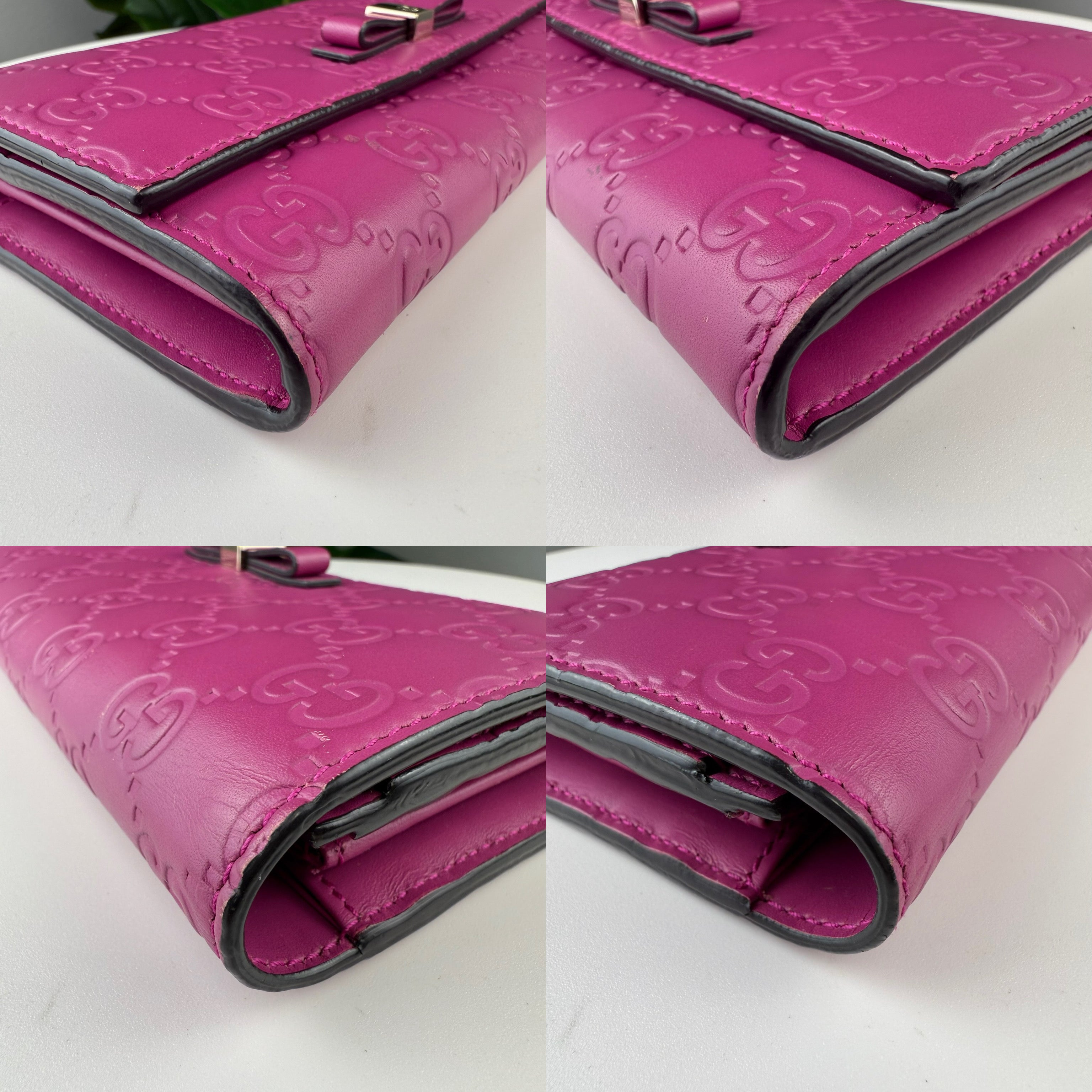 Authentic Gucci Peonia Flower Guccissima Signature Bowy Continental Wallet