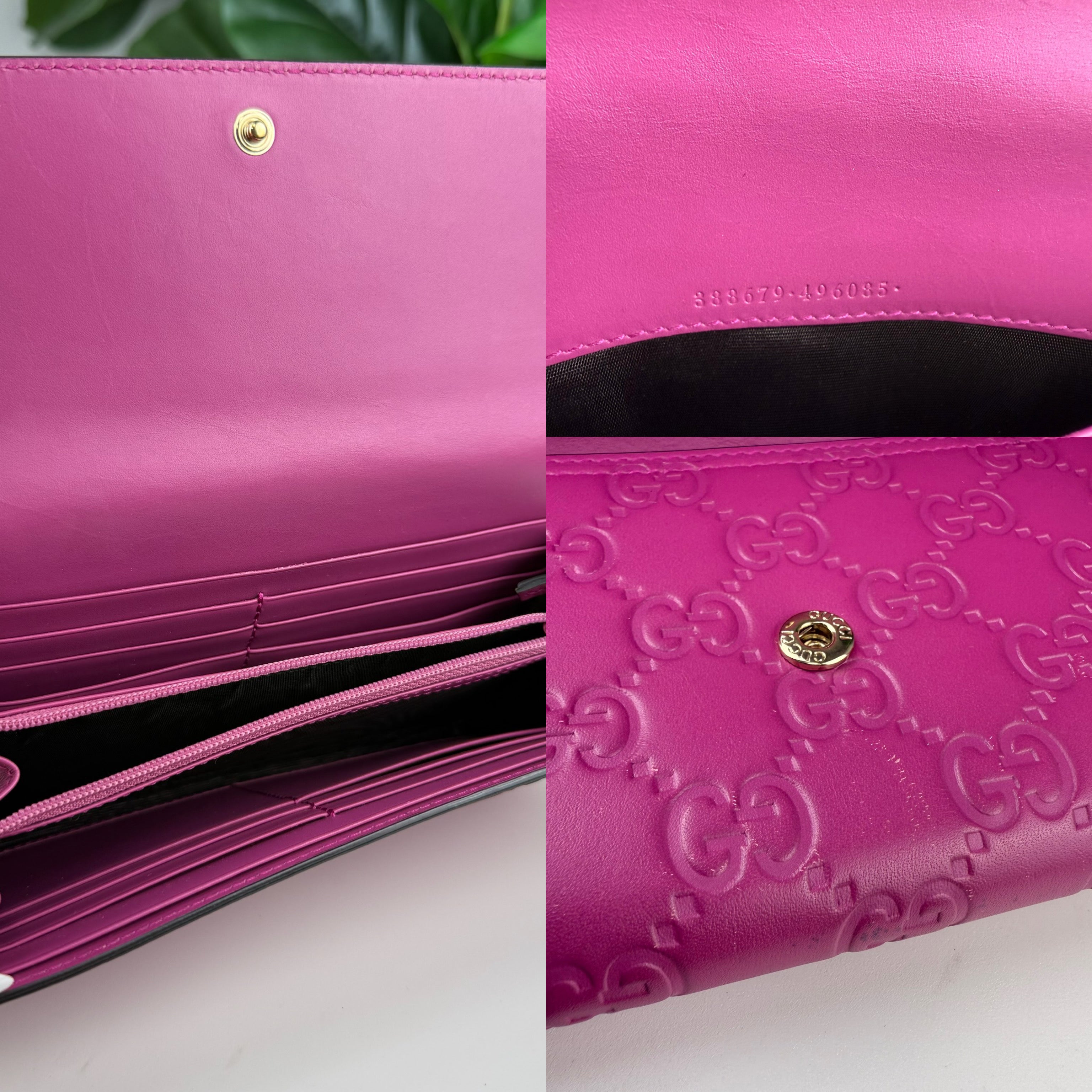 Authentic Gucci Peonia Flower Guccissima Signature Bowy Continental Wallet