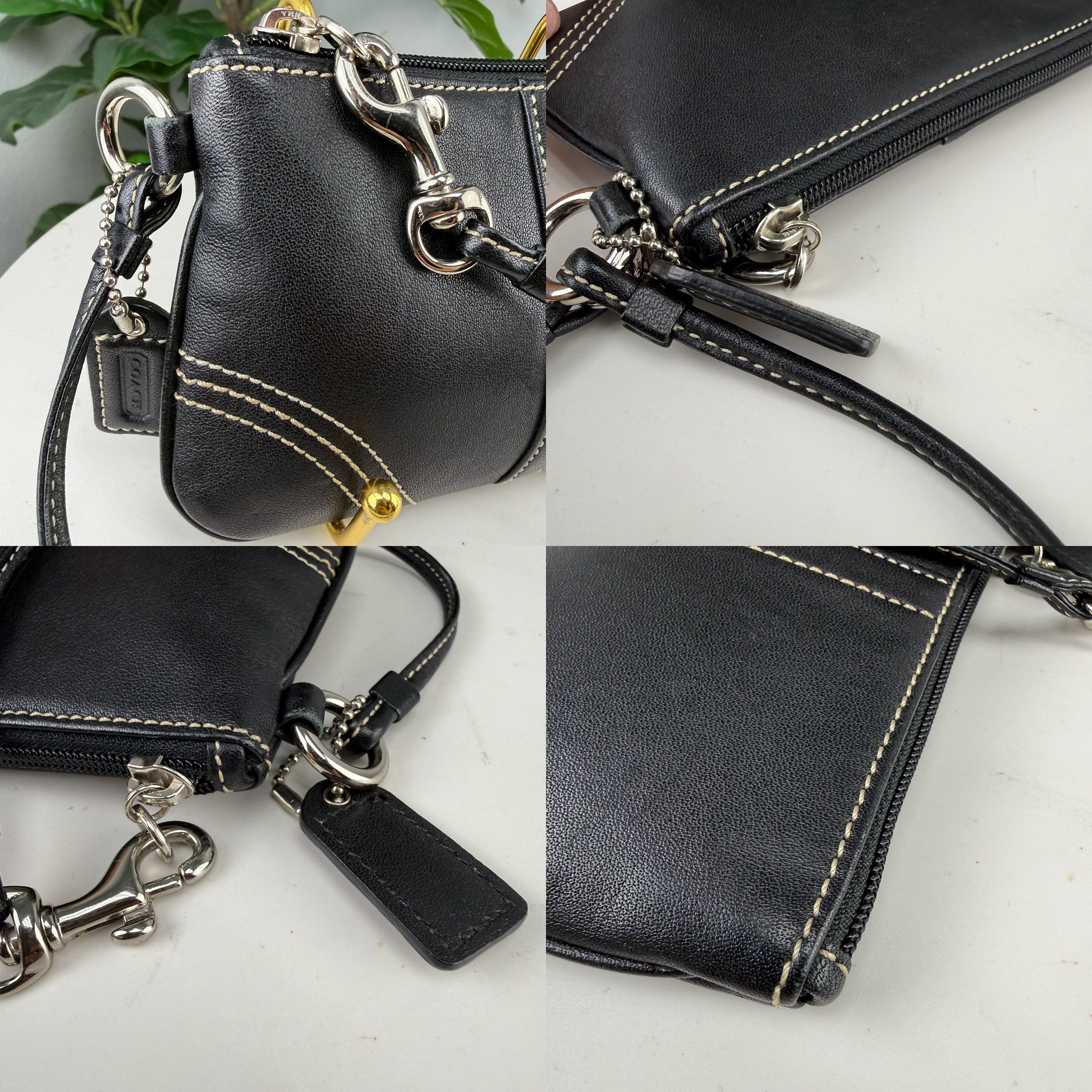 Authentic Coach Black Leather Wristlet