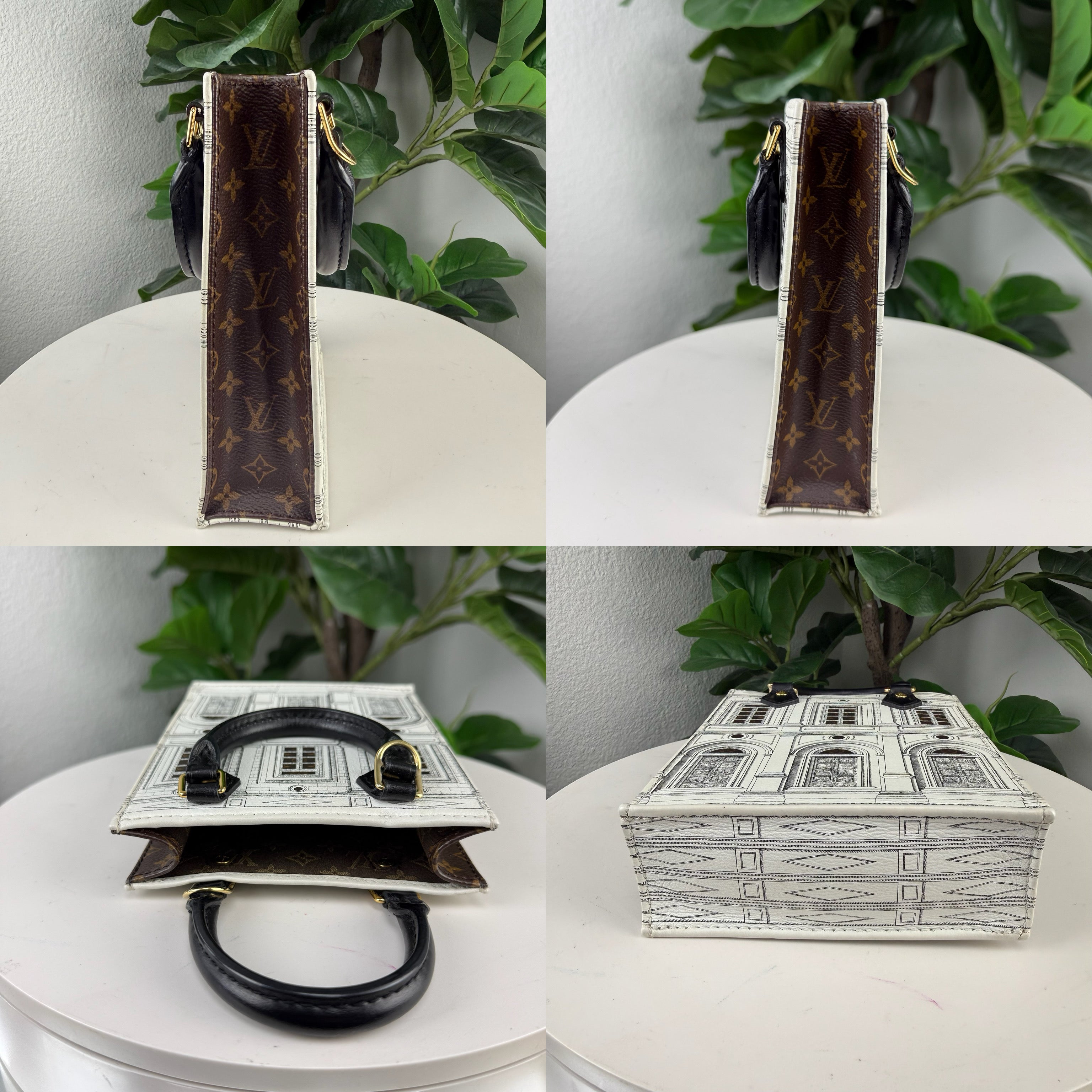 Authentic Louis Vuitton x Fornasetti Petit Sac Plat 2-Way Crossbody Bag