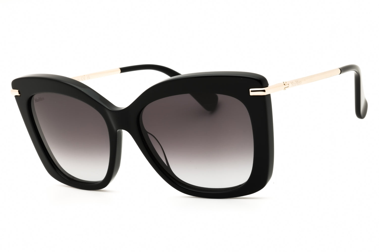 Authentic Max Mara MM0101 Beth1 Ladies Sunglasses Shiny Black Gradient Smoke 55-16-135