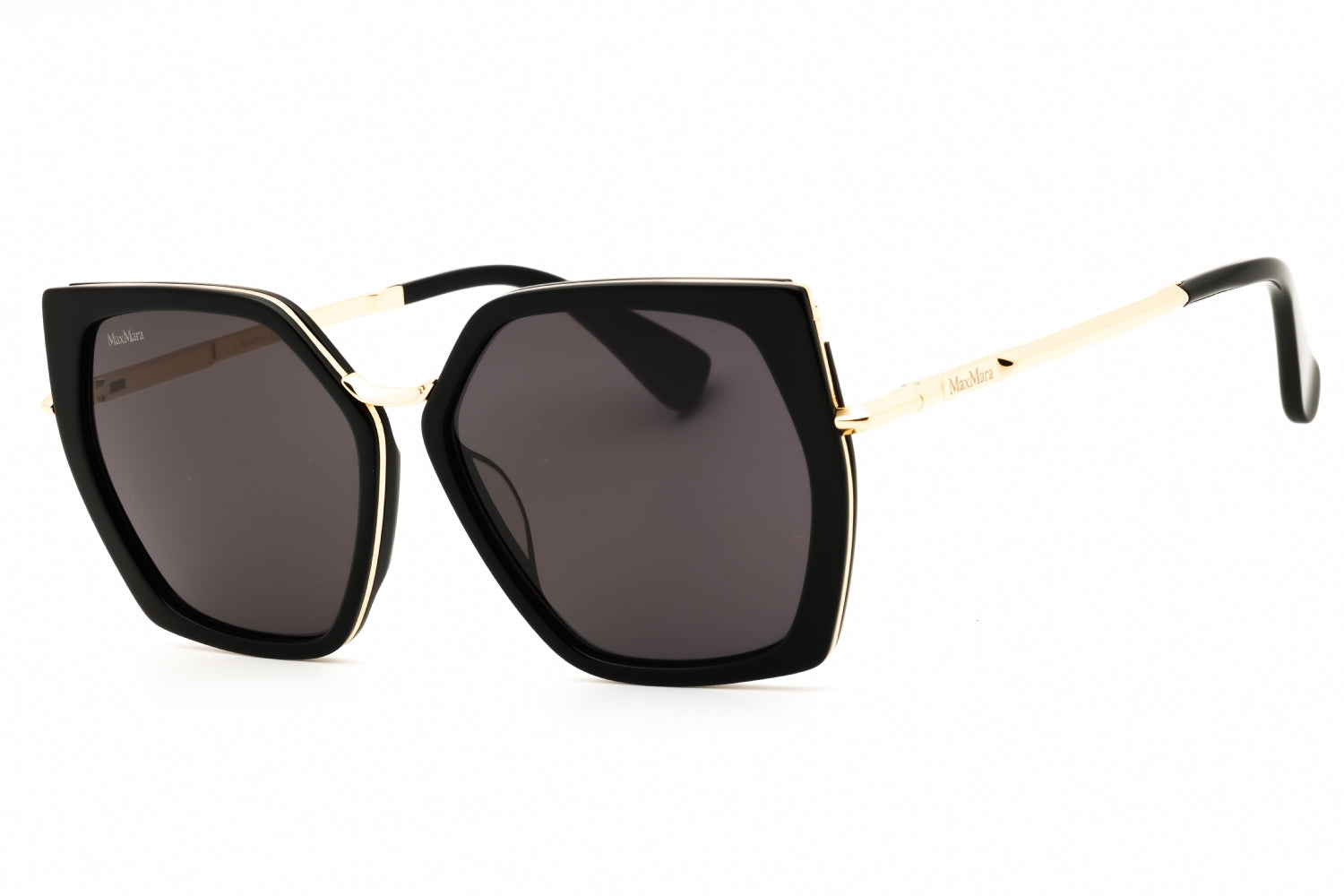 Authentic Max Mara MM0136 Miller-5 Ladies Sunglasses Shiny Black Smoke 56-14-140