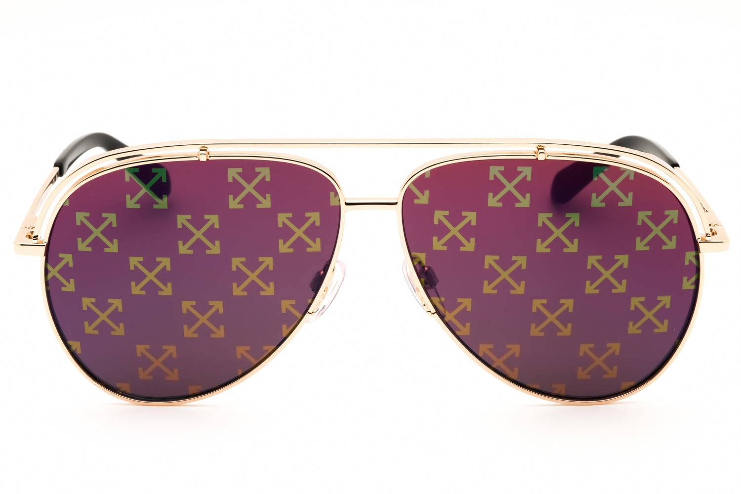 Authentic Off-White Winner Unisex Sunglasses Gold Brown Purple Blue 62-11-145