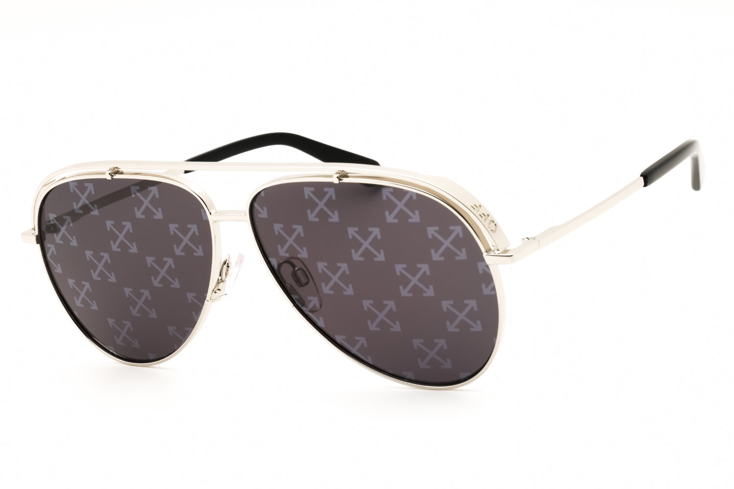 Authentic Off-White Winner Unisex Sunglasses Silver Dark Grey 62-11-145