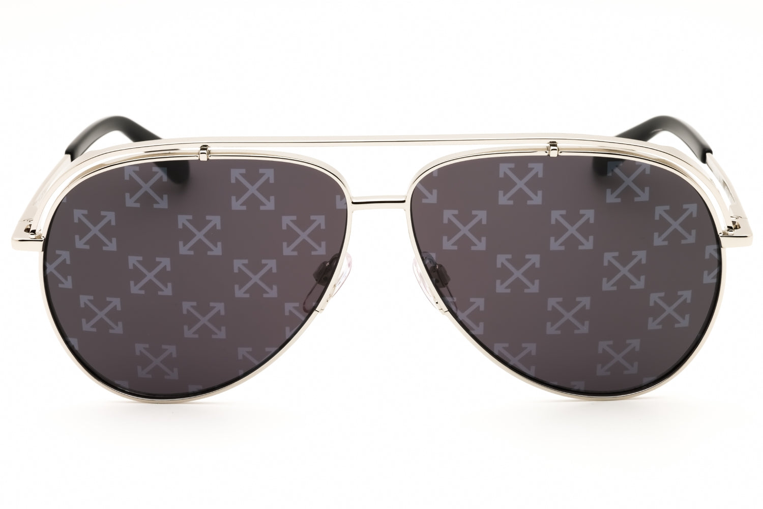 Authentic Off-White Winner Unisex Sunglasses Silver Dark Grey 62-11-145