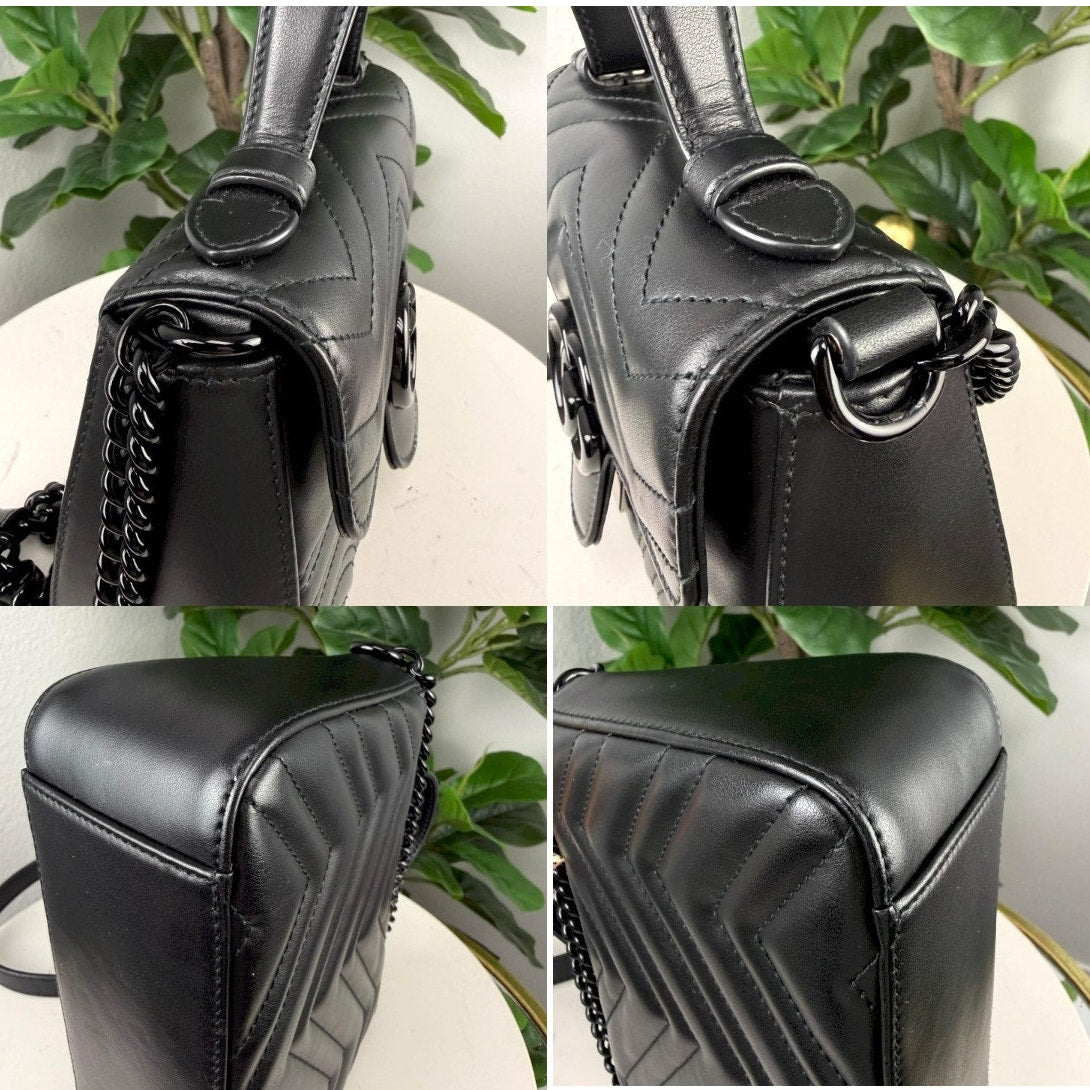 Authentic Gucci GG Marmont Top Handle Shoulder Bag
