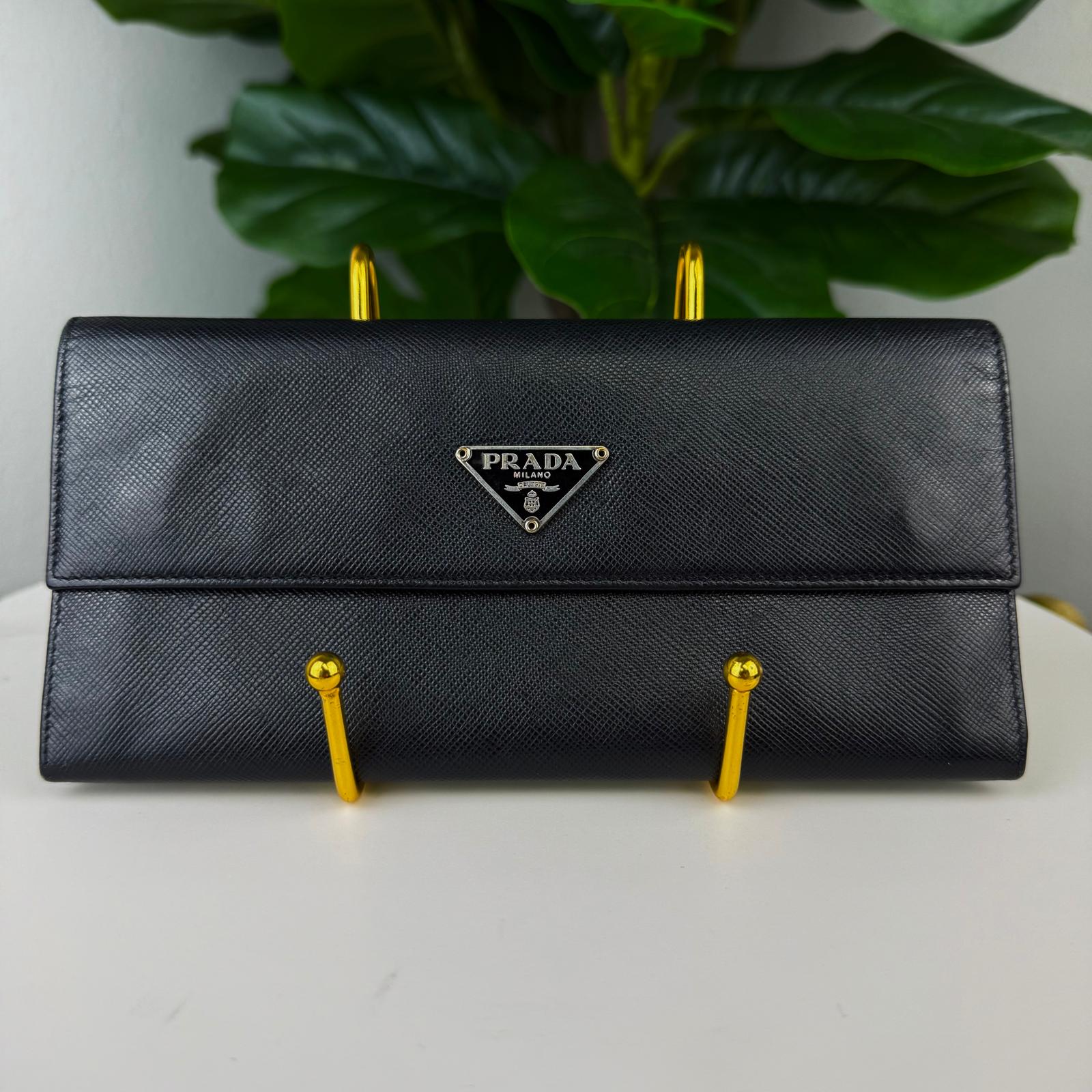 Authentic PRADA Saffiano Leather Black Wallet