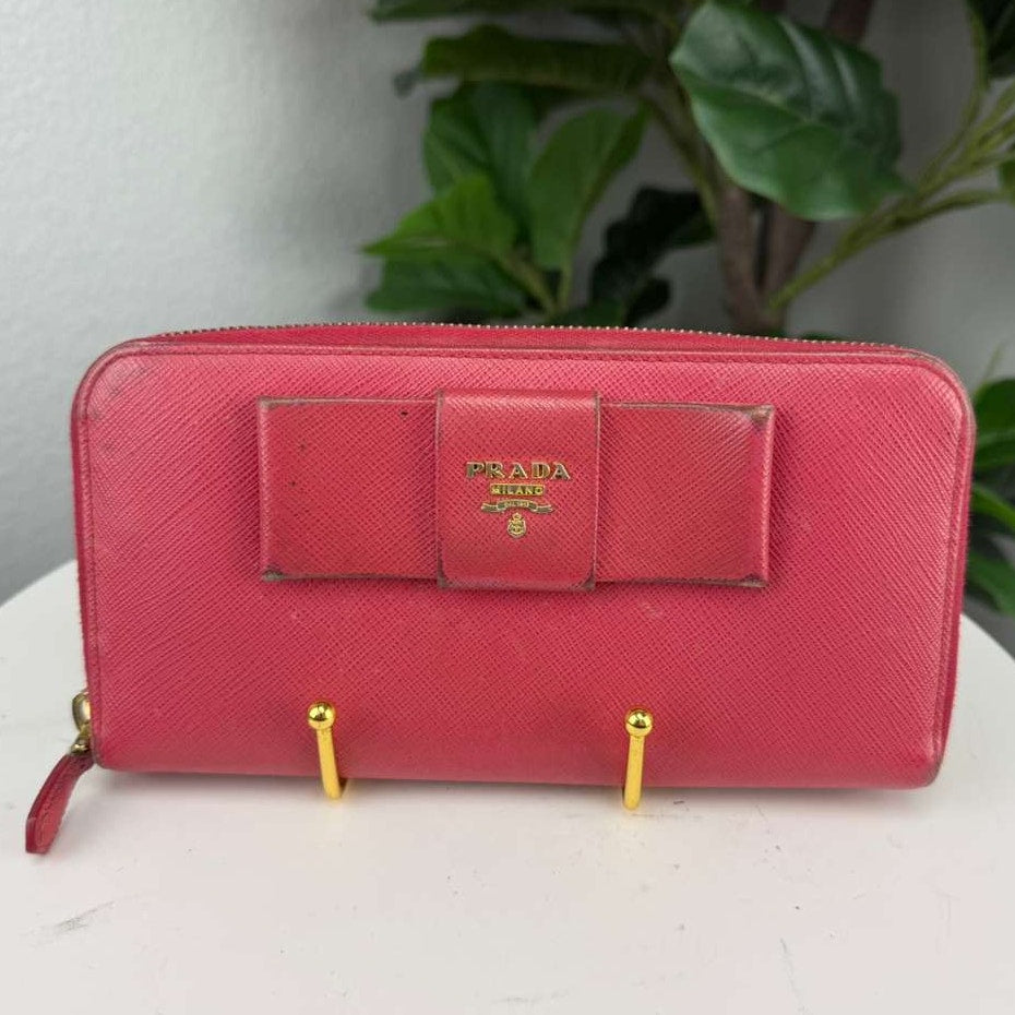 Authentic Prada Saffiano Leather Continental Zip Wallet