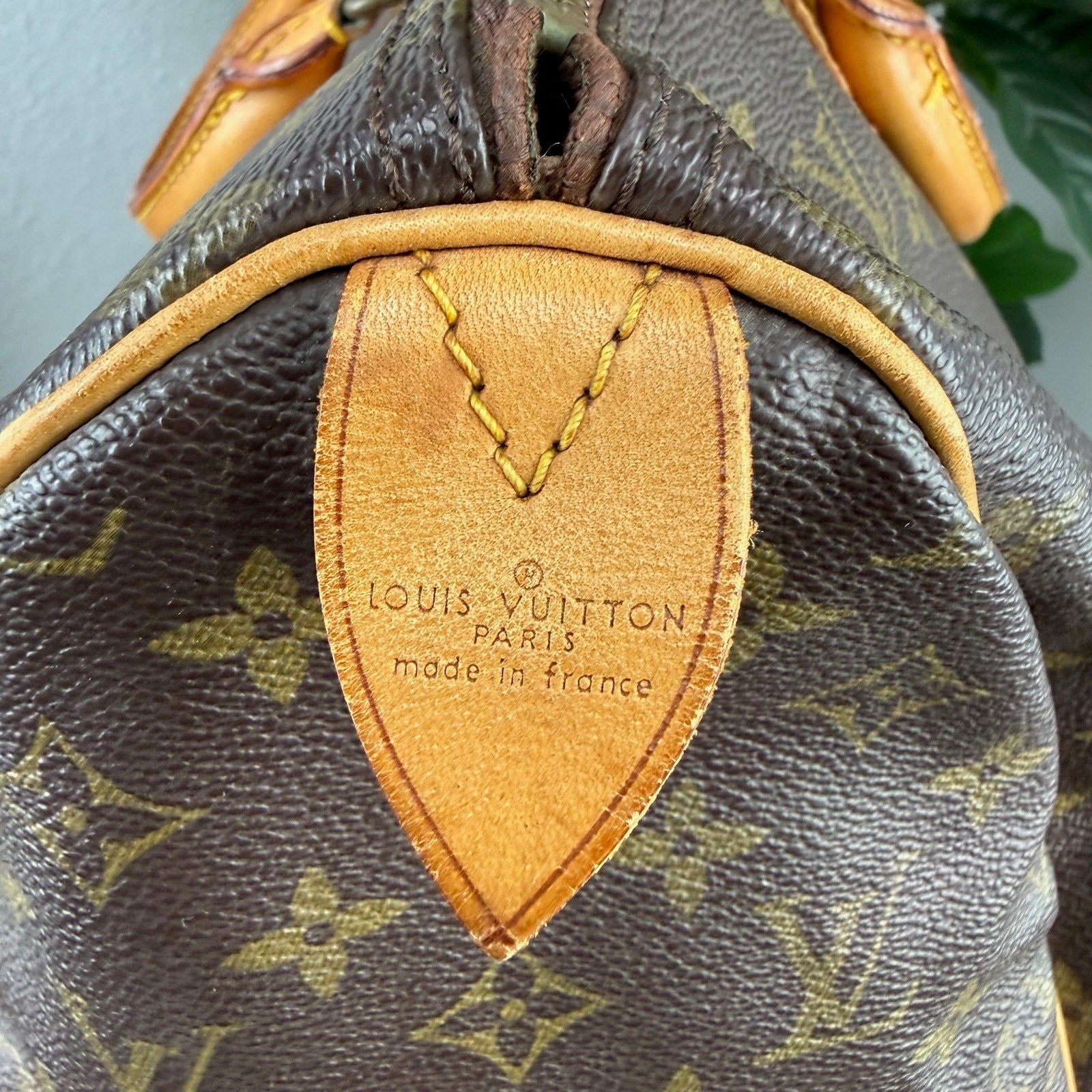 Louis Vuitton Speedy 35 Monogram Canvas Brown Top Handle Bag Authentic Pre Owned