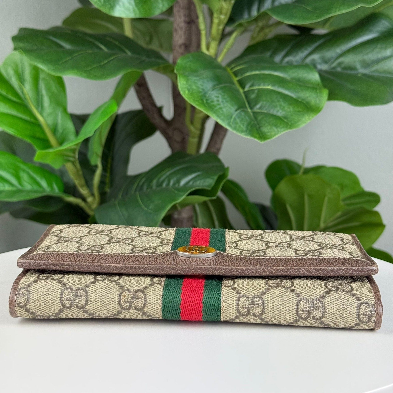 Authentic GUCCI Ophidia GG Supreme WOC Chain Long Brown Bag