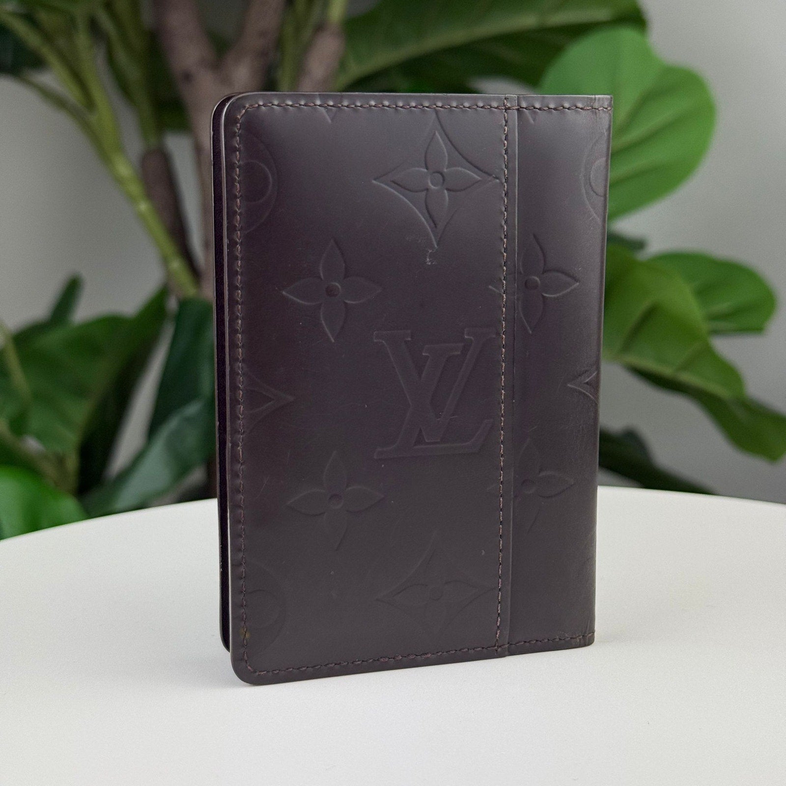 Authentic  Louis Vuitton Monogram Glace Organiseur de Poche Cafe