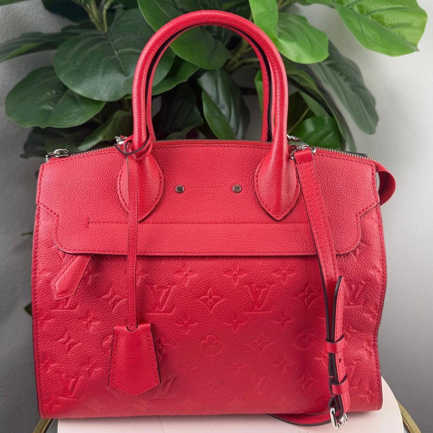 Authentic Louis Vuitton Pont Neuf Handbag Monogram Empreinte Leather MM