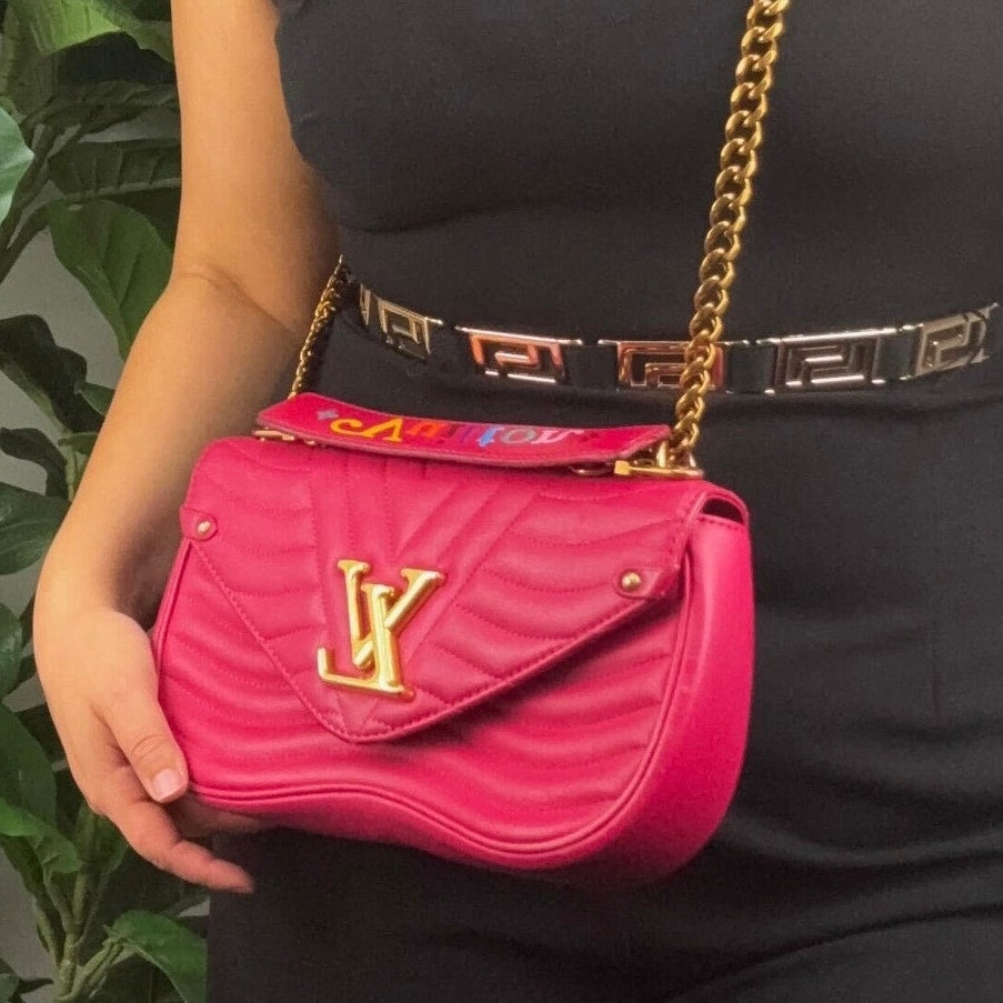 Authentic Louis Vuitton New Wave Chain MM Shoulder Bag Freesia Pink