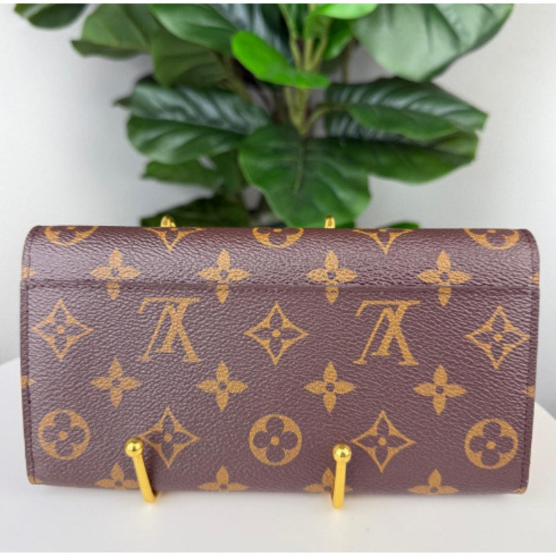 💎Authentic Louis Vuitton Monogram Portefeuille Sarah Long Wallet Rose Ballerine