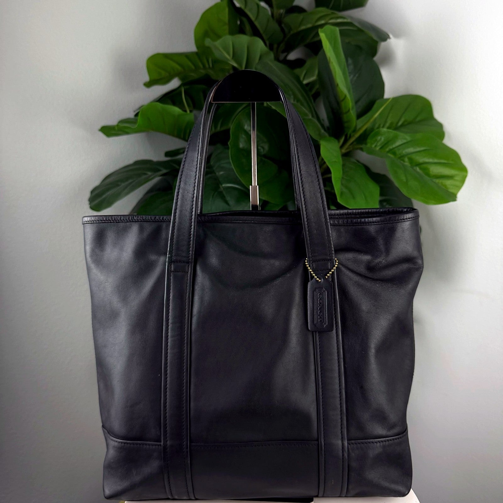 Authentic Coach Black Leather Tote front