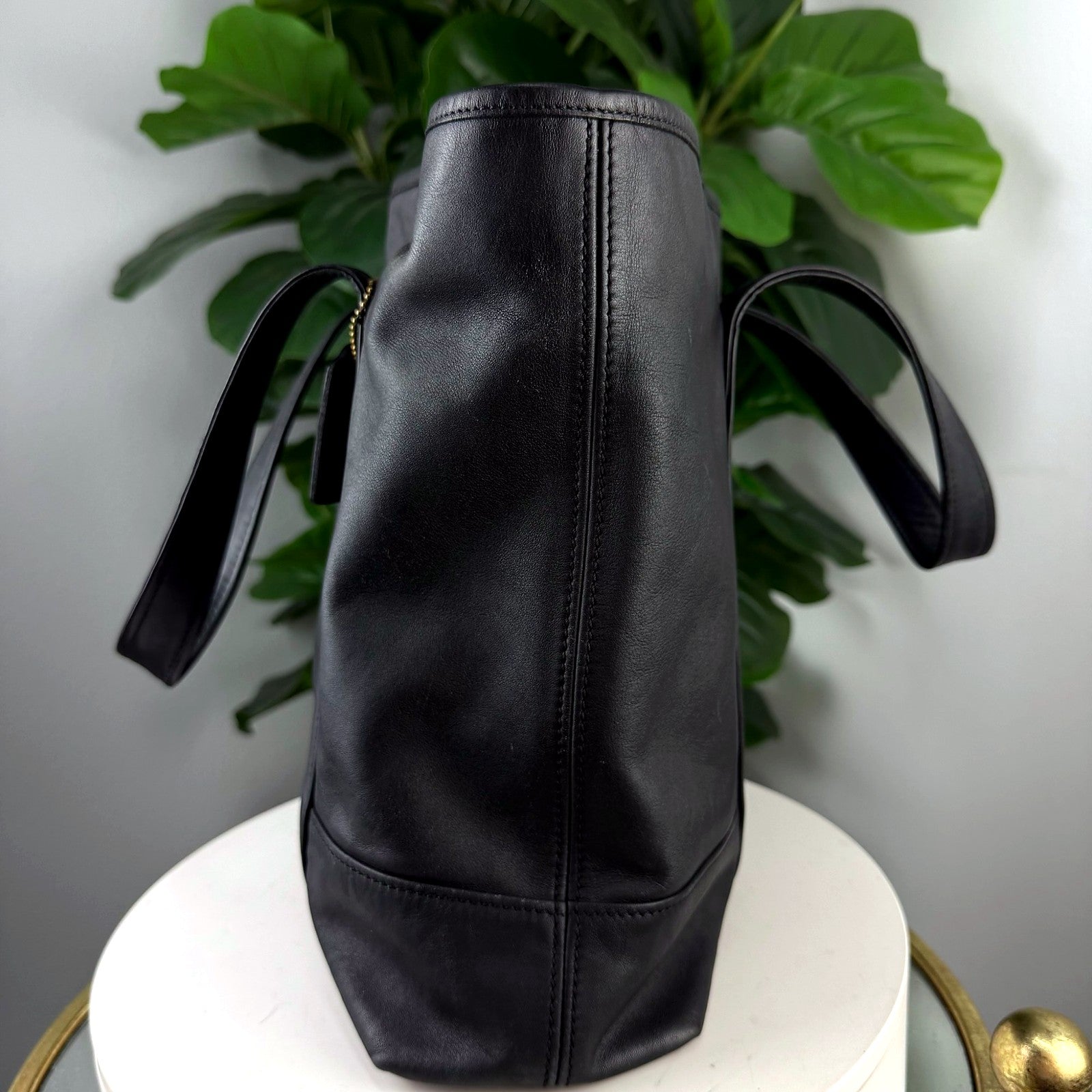 Authentic Coach Black Leather Tote back