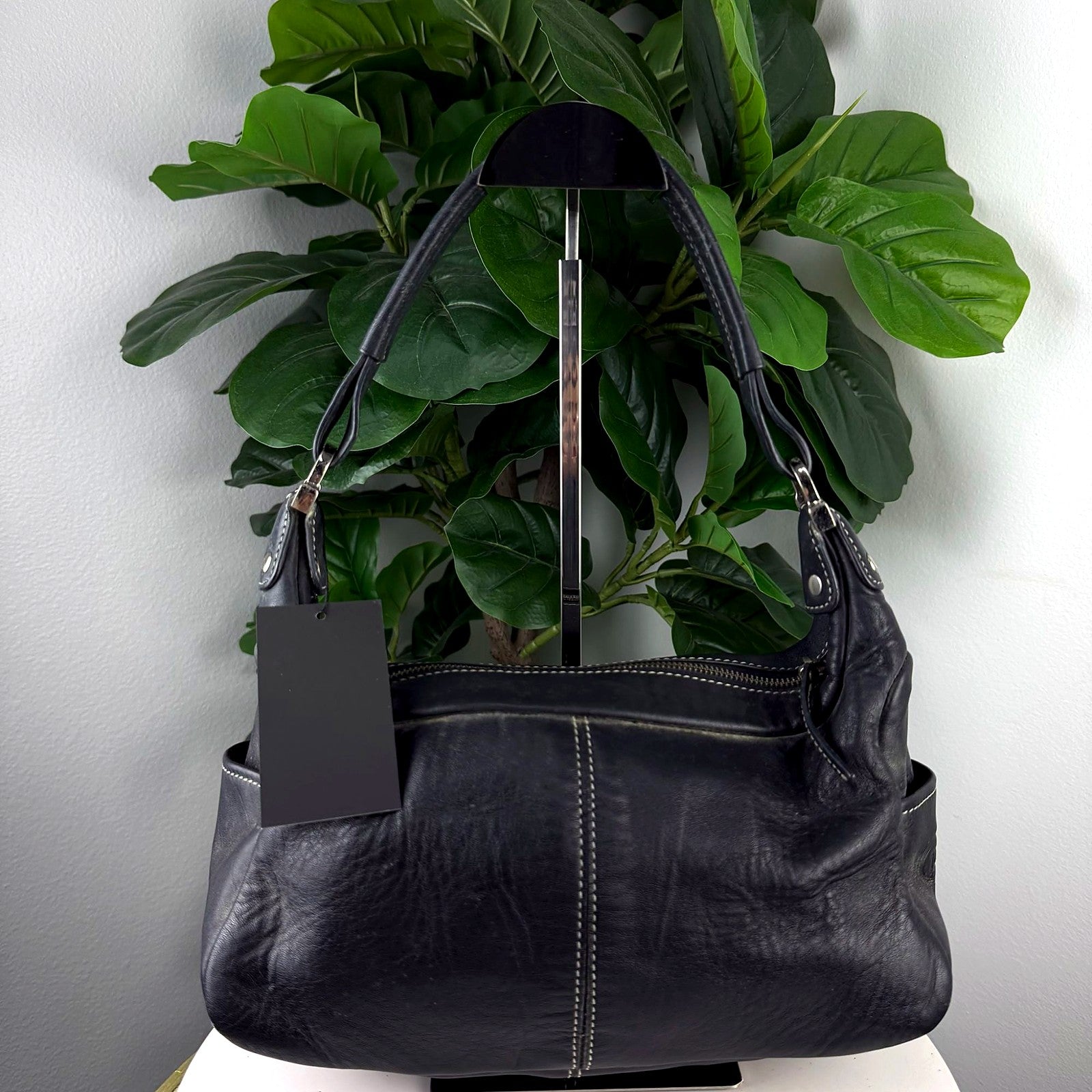 Authentic Tod's Black Leather Hobo Bag front