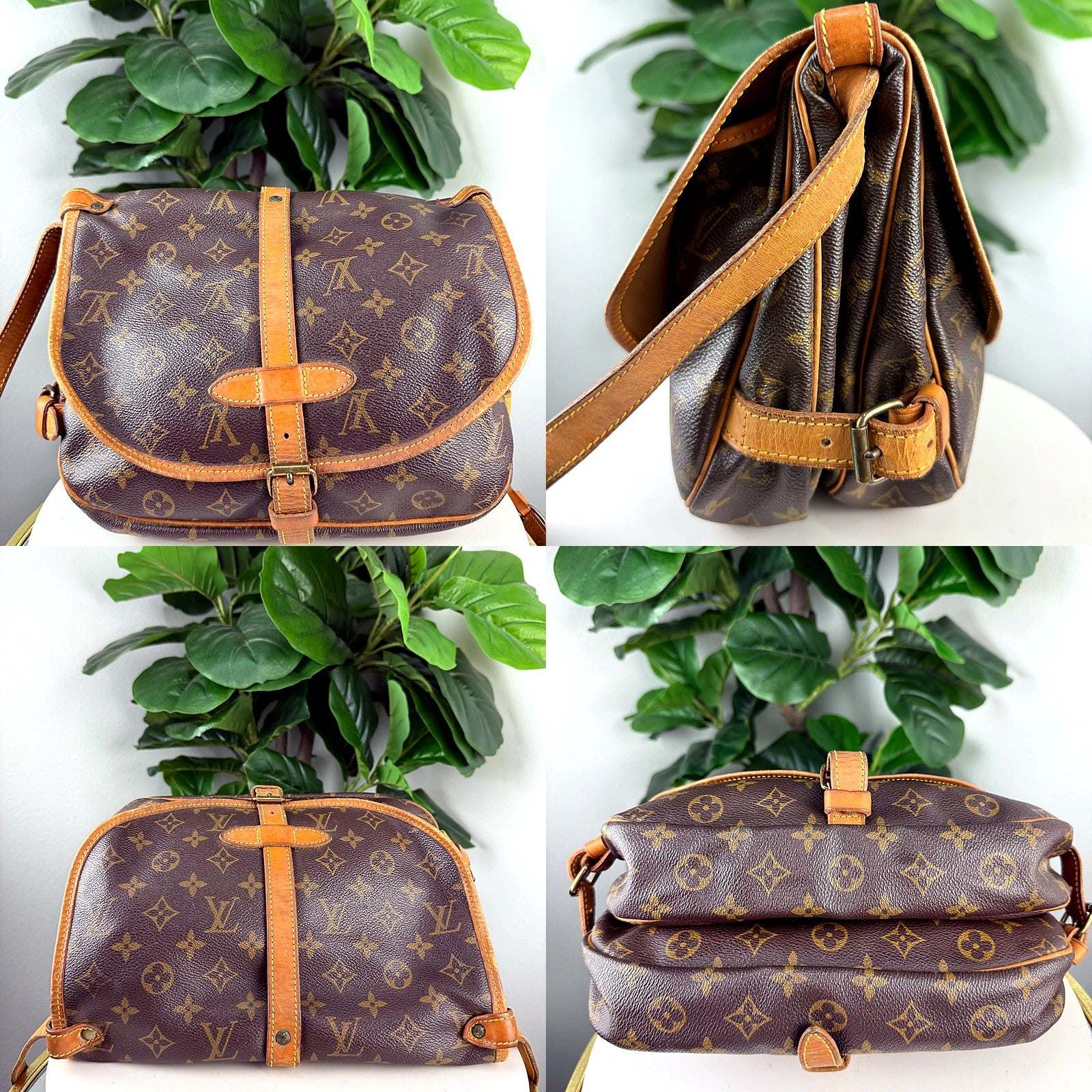 Authentic Louis Vuitton Saumur Messenger detail grid 1