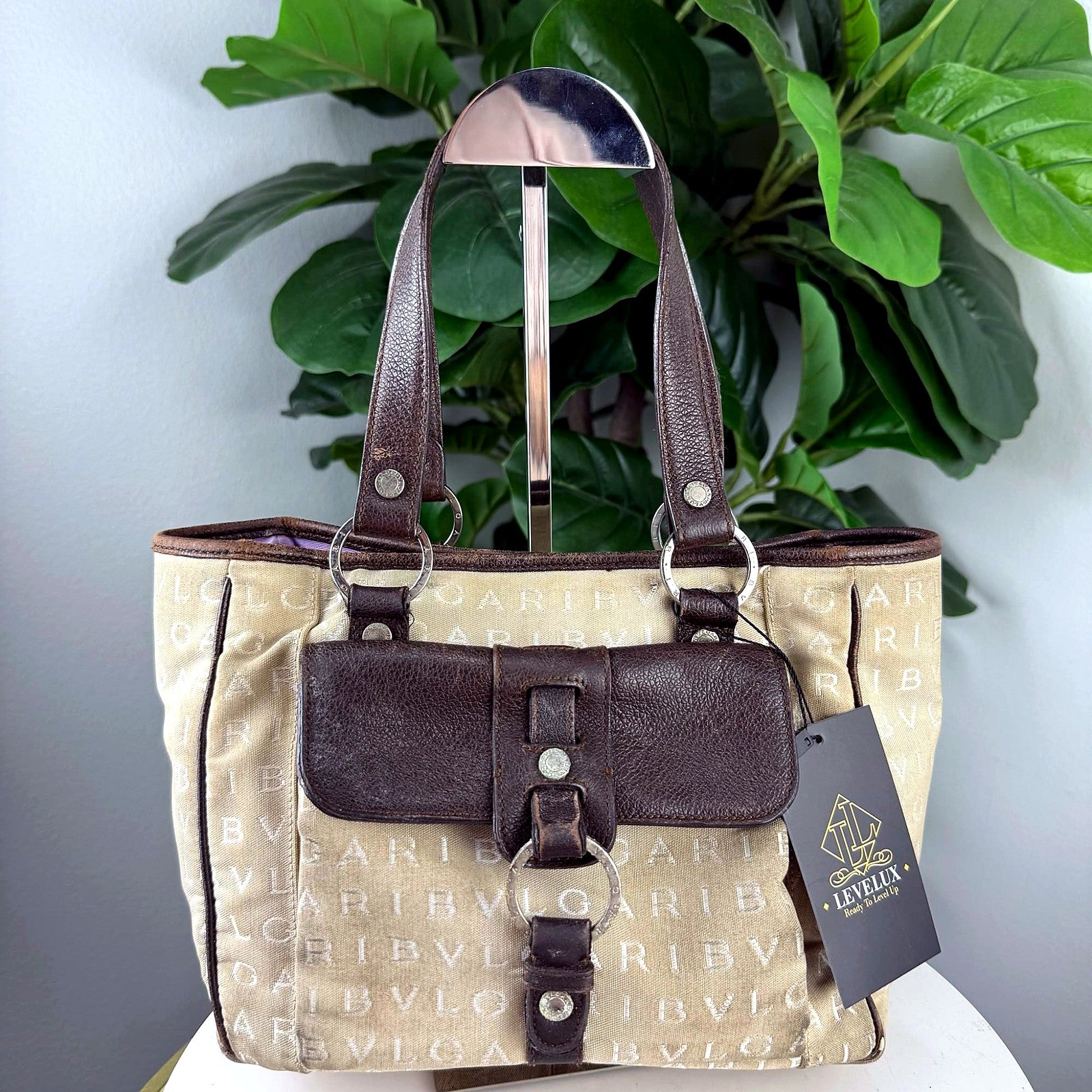Authentic Bvlgari Jacquard Tote front