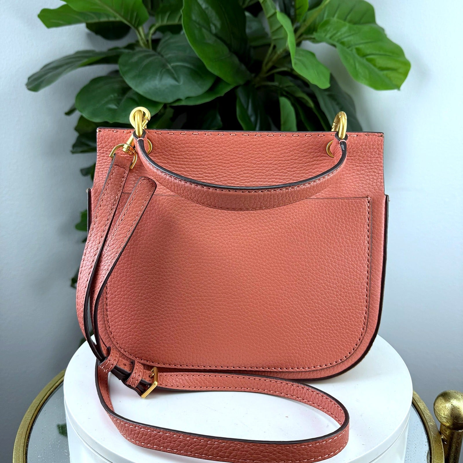 Authentic Tory Burch McGraw Brogue Saddle Bag - back view