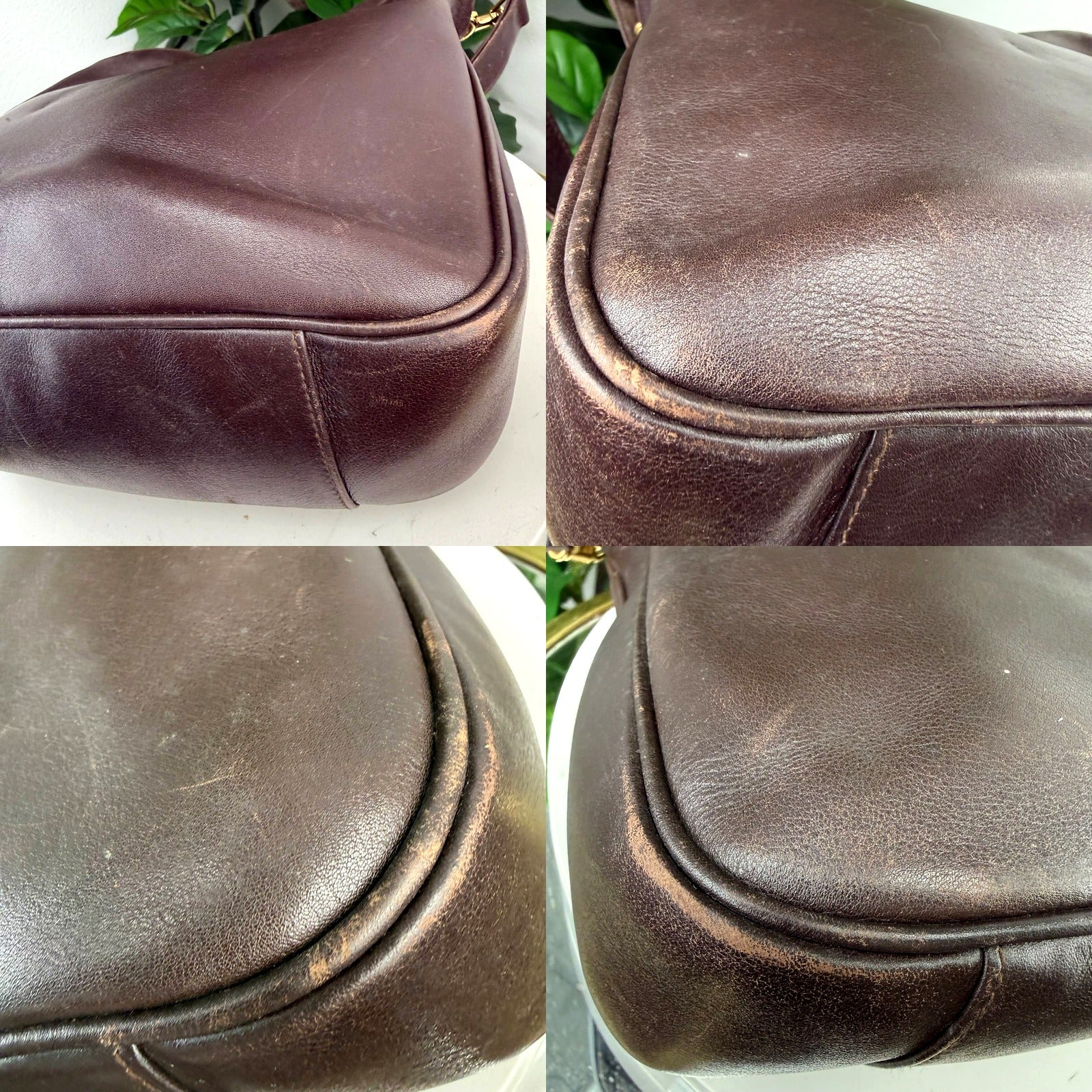 Gucci bag leather grain and vintage patina detail