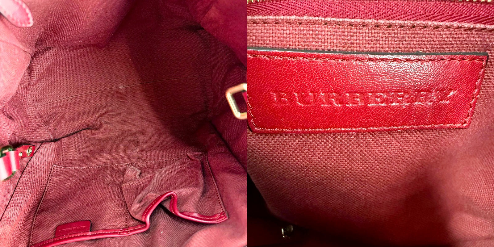 Interior lining and embossed Burberry tag