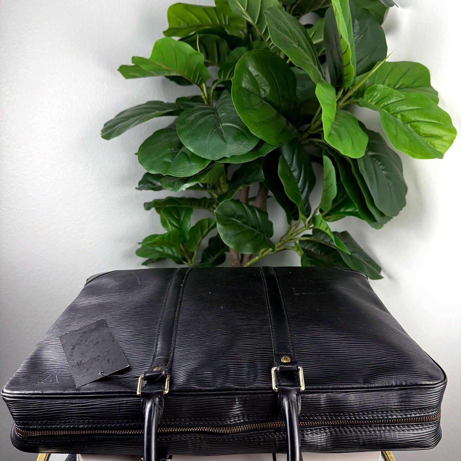 Louis Vuitton black Epi leather briefcase, back/top view