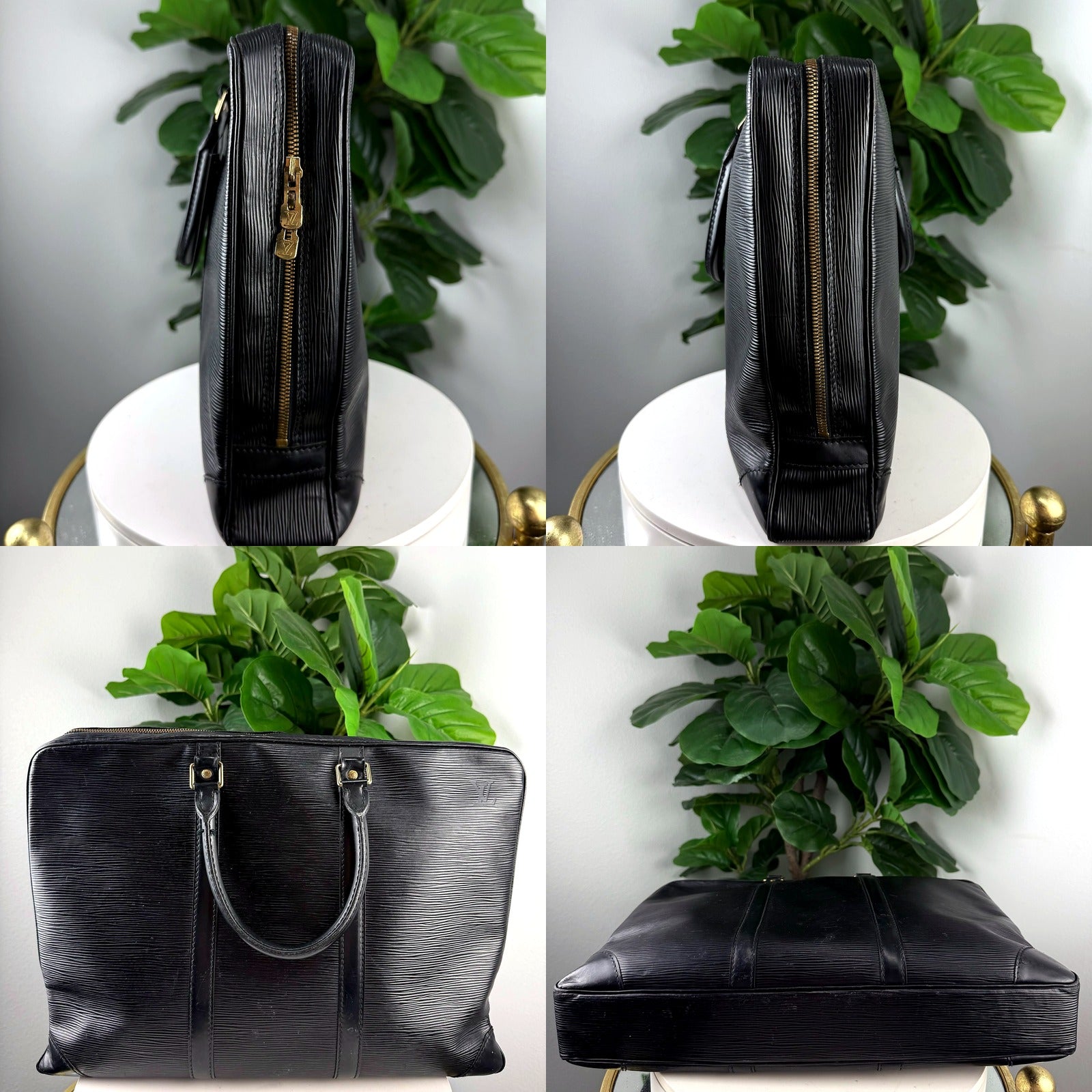 Exterior details: side profile, handles, base