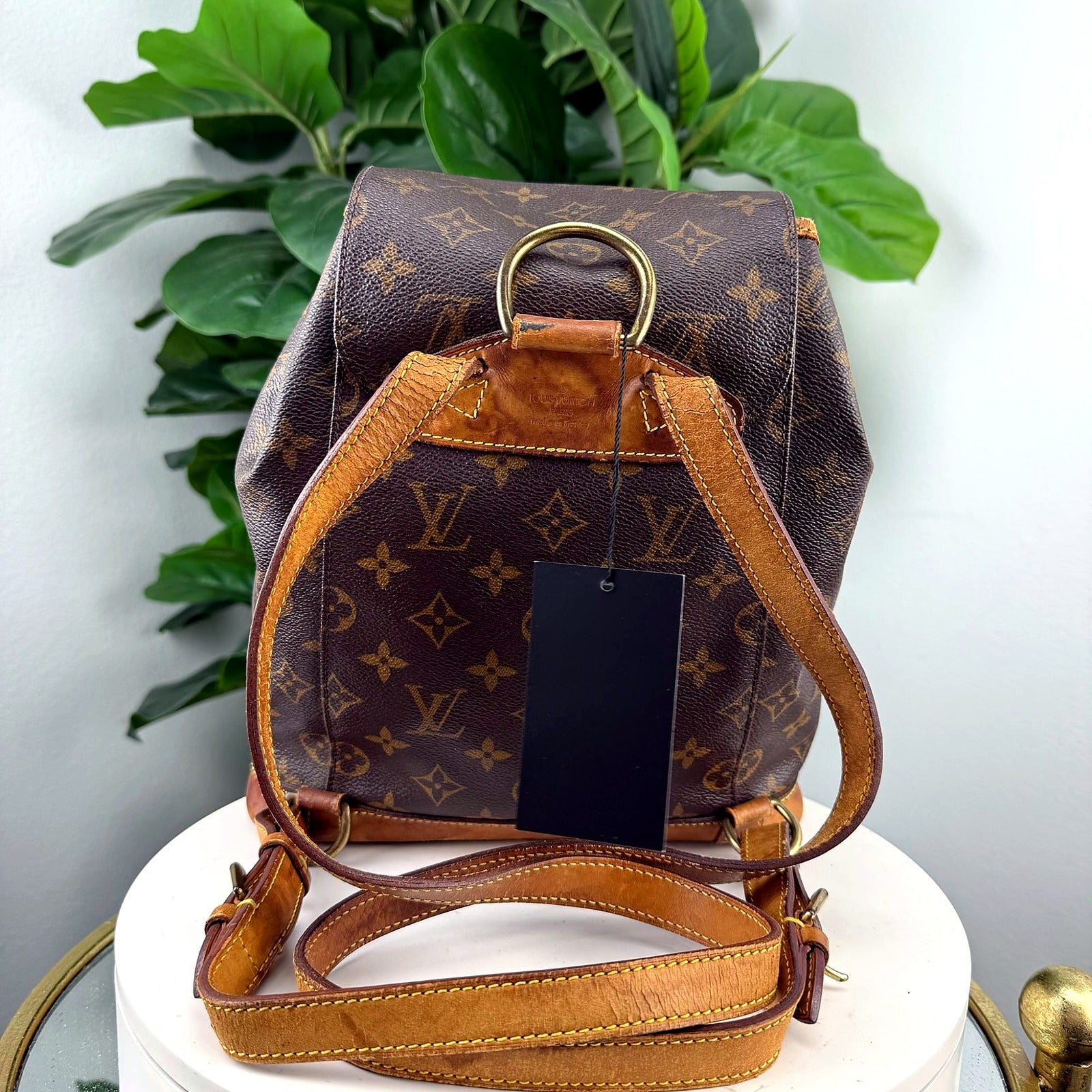 Authentic Louis Vuitton Montsouris Backpack back view with straps
