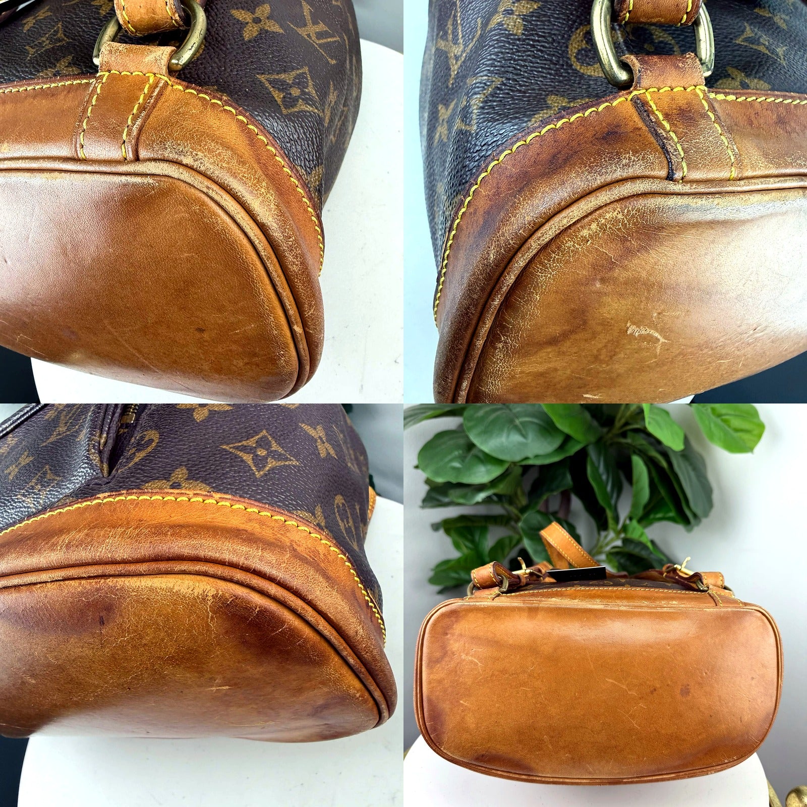 Vachetta leather cracking and wear detail