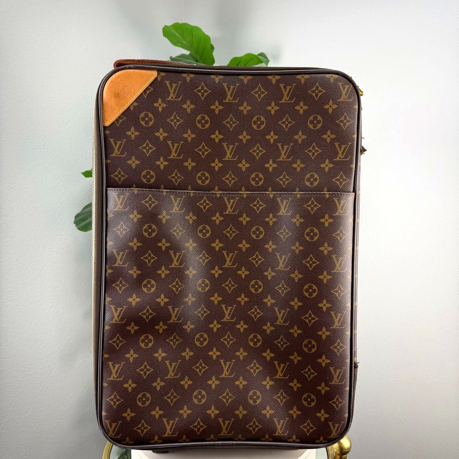 Authentic Louis Vuitton Pegase monogram canvas rolling suitcase, front view
