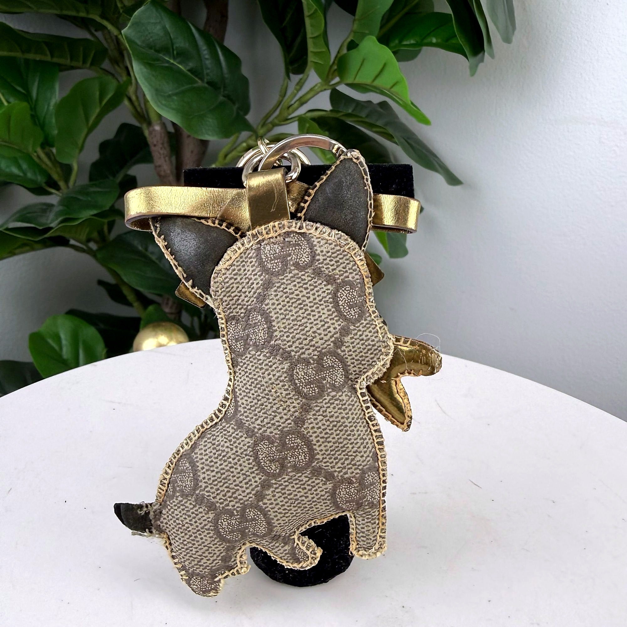 Authentic Gucci GG Supreme Canvas Dog Bag Charm Keyring - back view