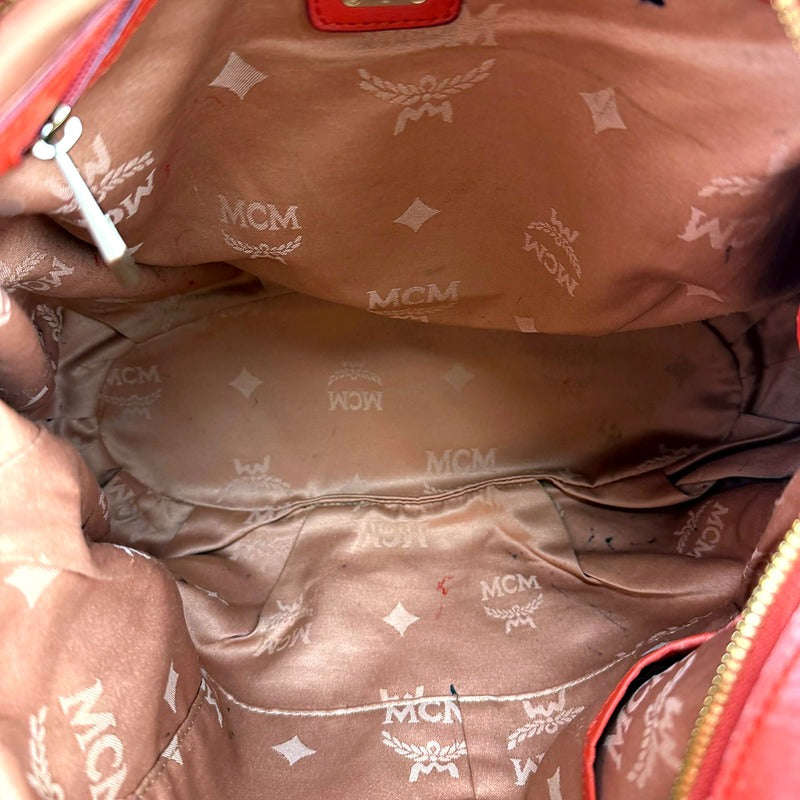 Authentic MCM Coral Pebbled Leather Convertible Tote Bag - interior