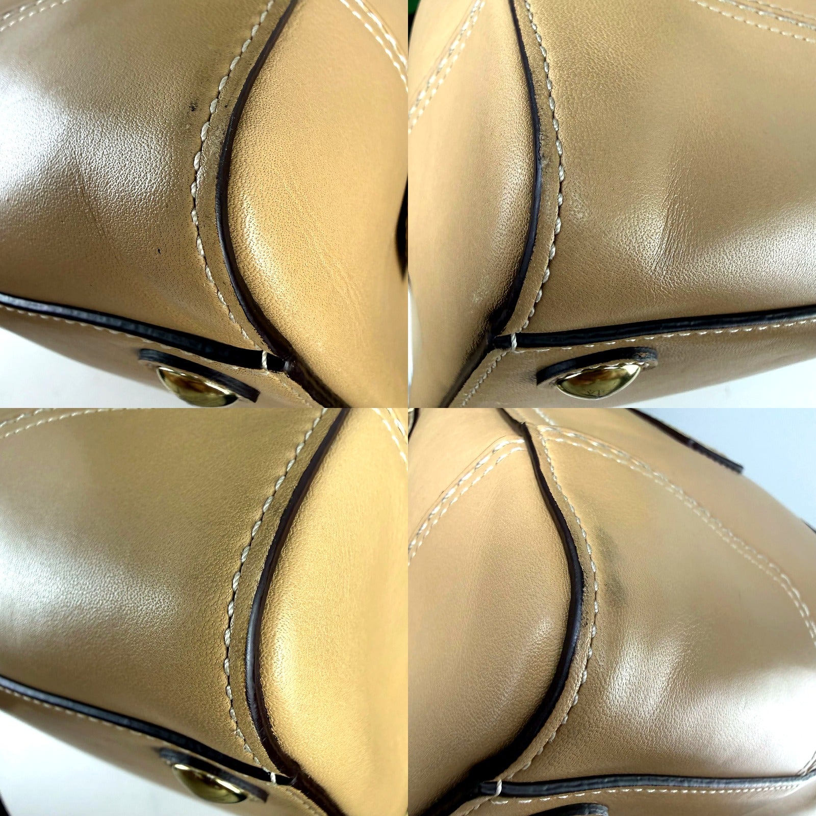 Authentic Coach tan leather turnlock satchel bag - leather grain detail
