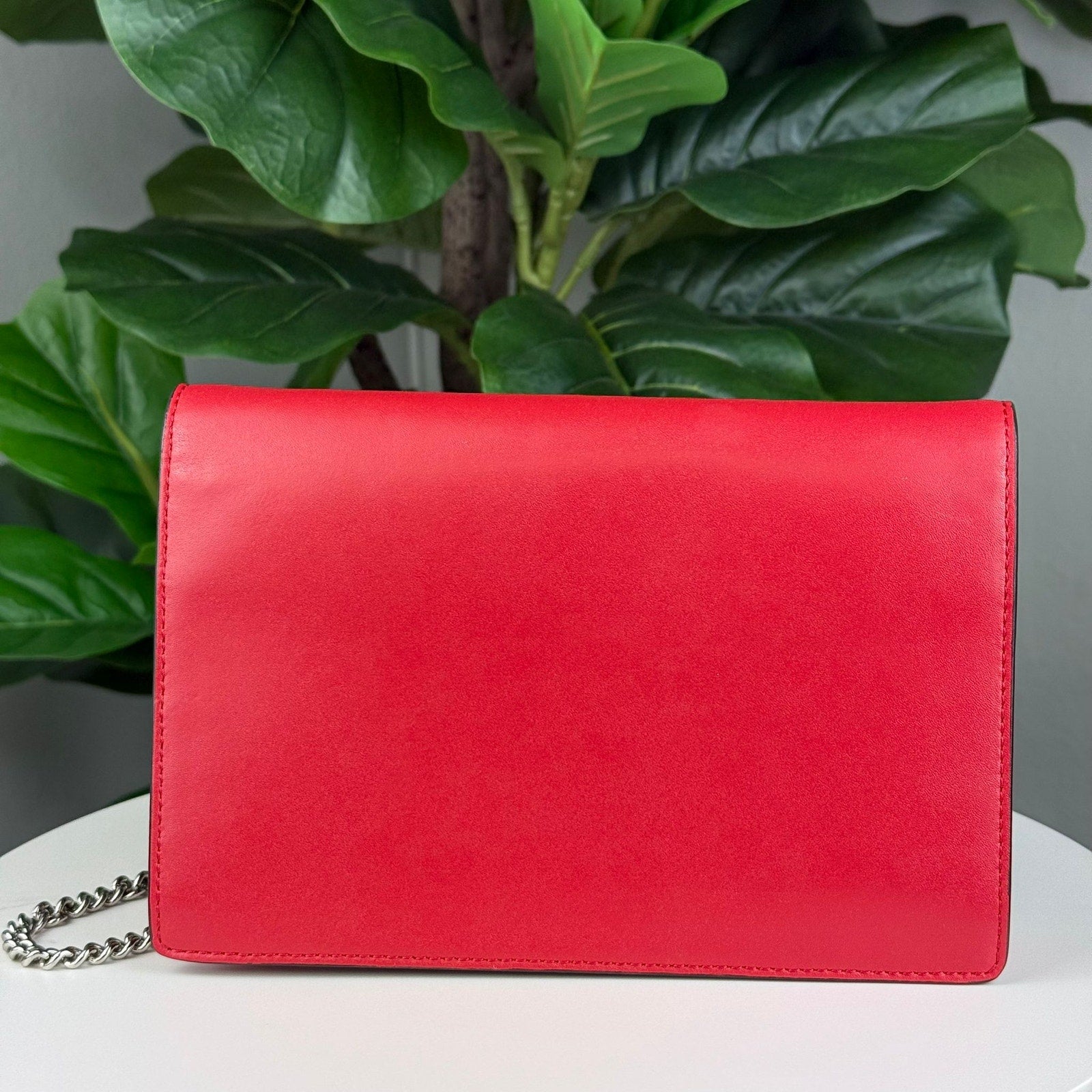 Authentic FENDI Envelope Wallet on Chain WOC Red