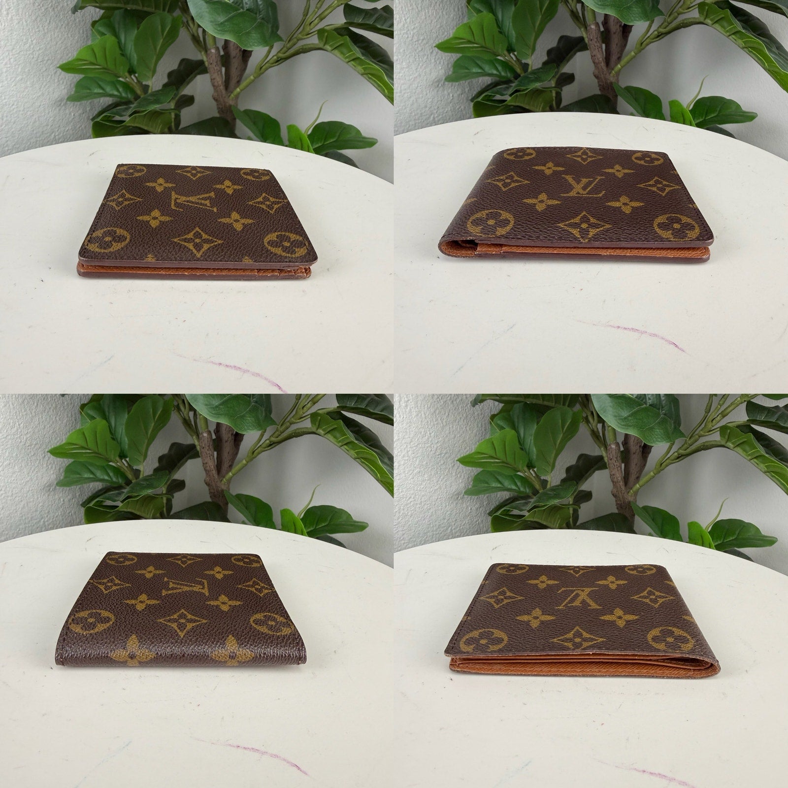 Louis Vuitton Monogram Canvas Brown Bifold Wallet Card Holder Authentic Pre Owned