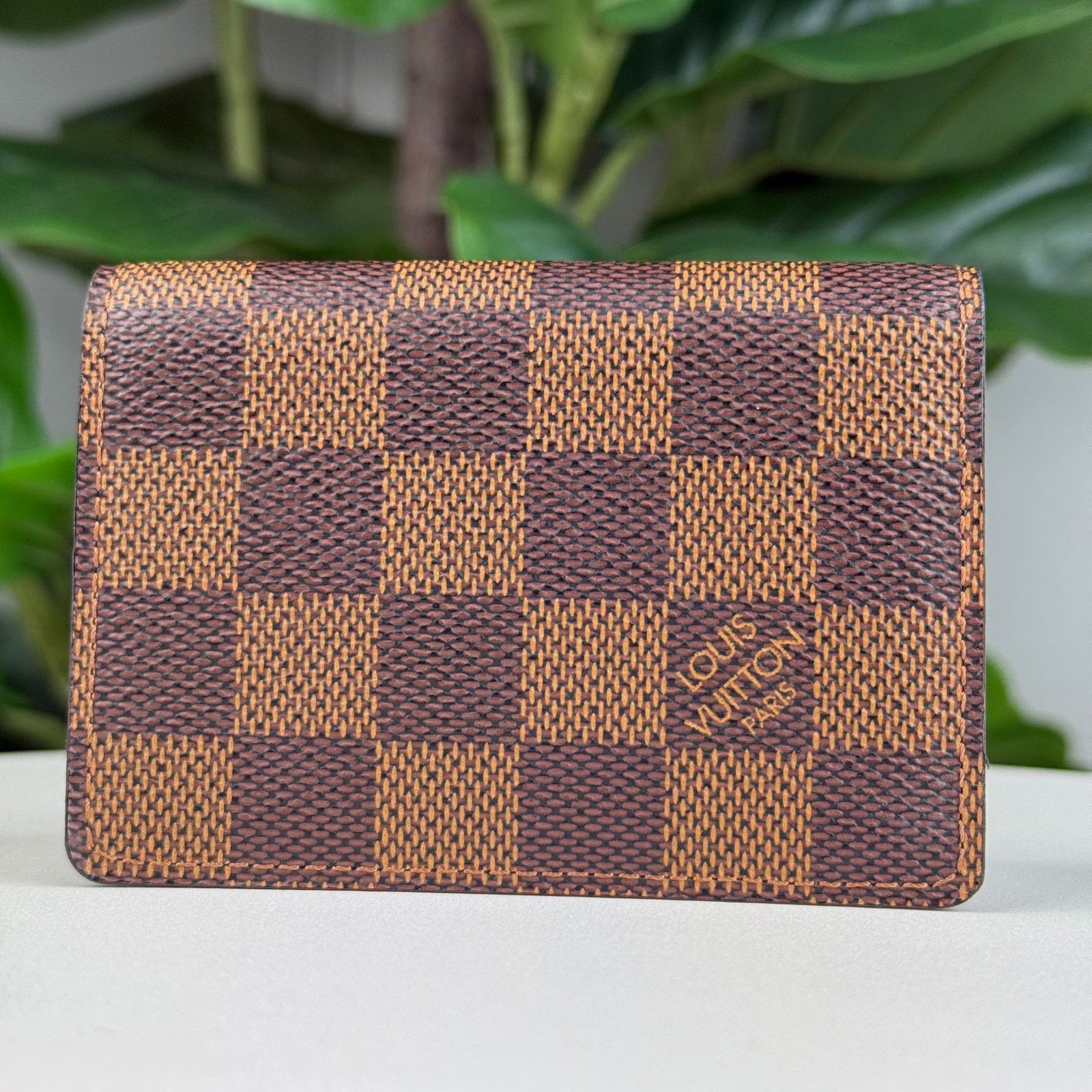 Authentic Louis Vuitton Damier Ebene Envelopes Cult De Visite Card Case Wallet