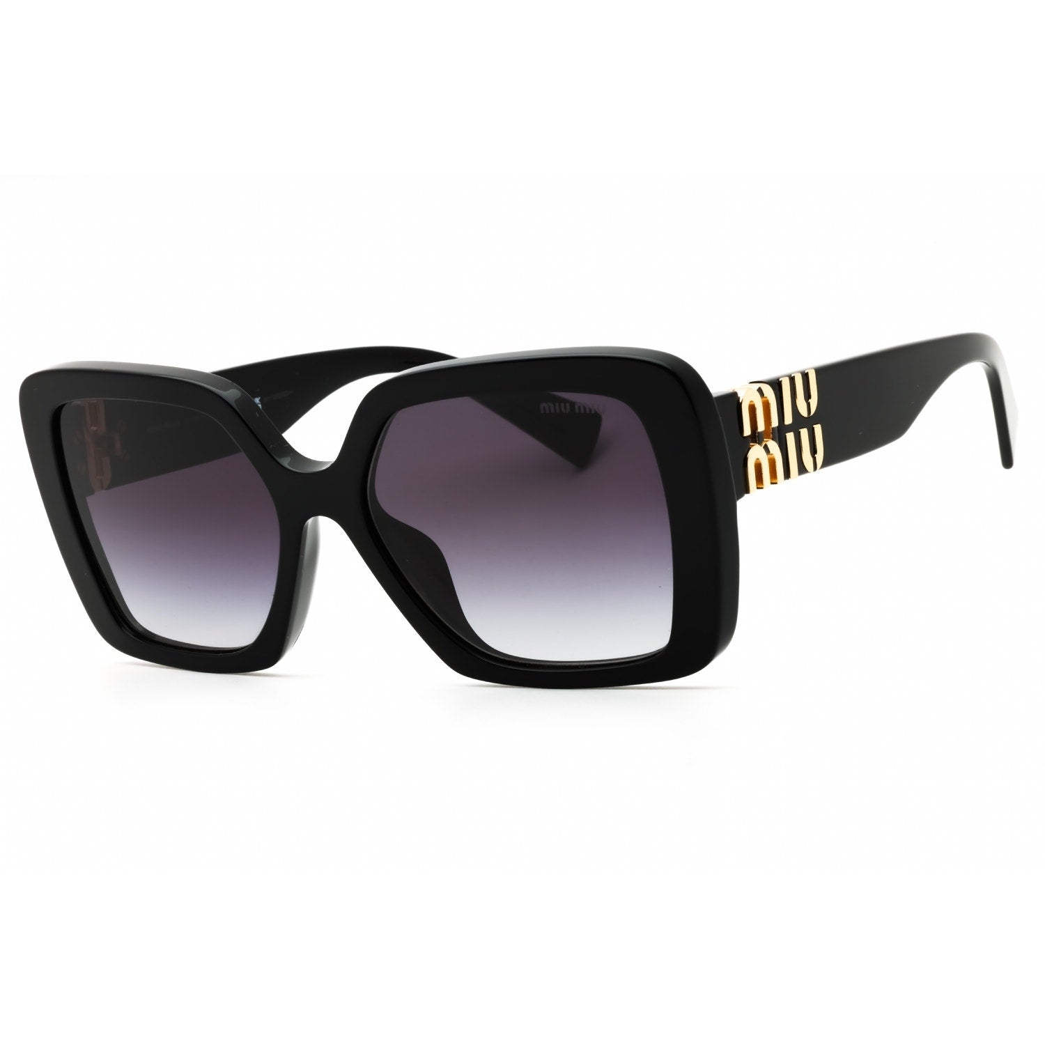 $600 Retail Miu Miu Bold Black Acetate Gold Vertical Sunglasses