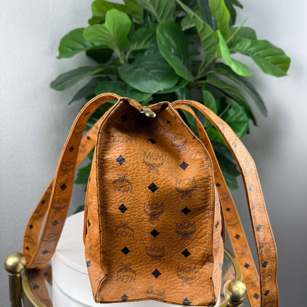 💎✨Authentic MCM Visetos  Classic Cognac Tote Bag