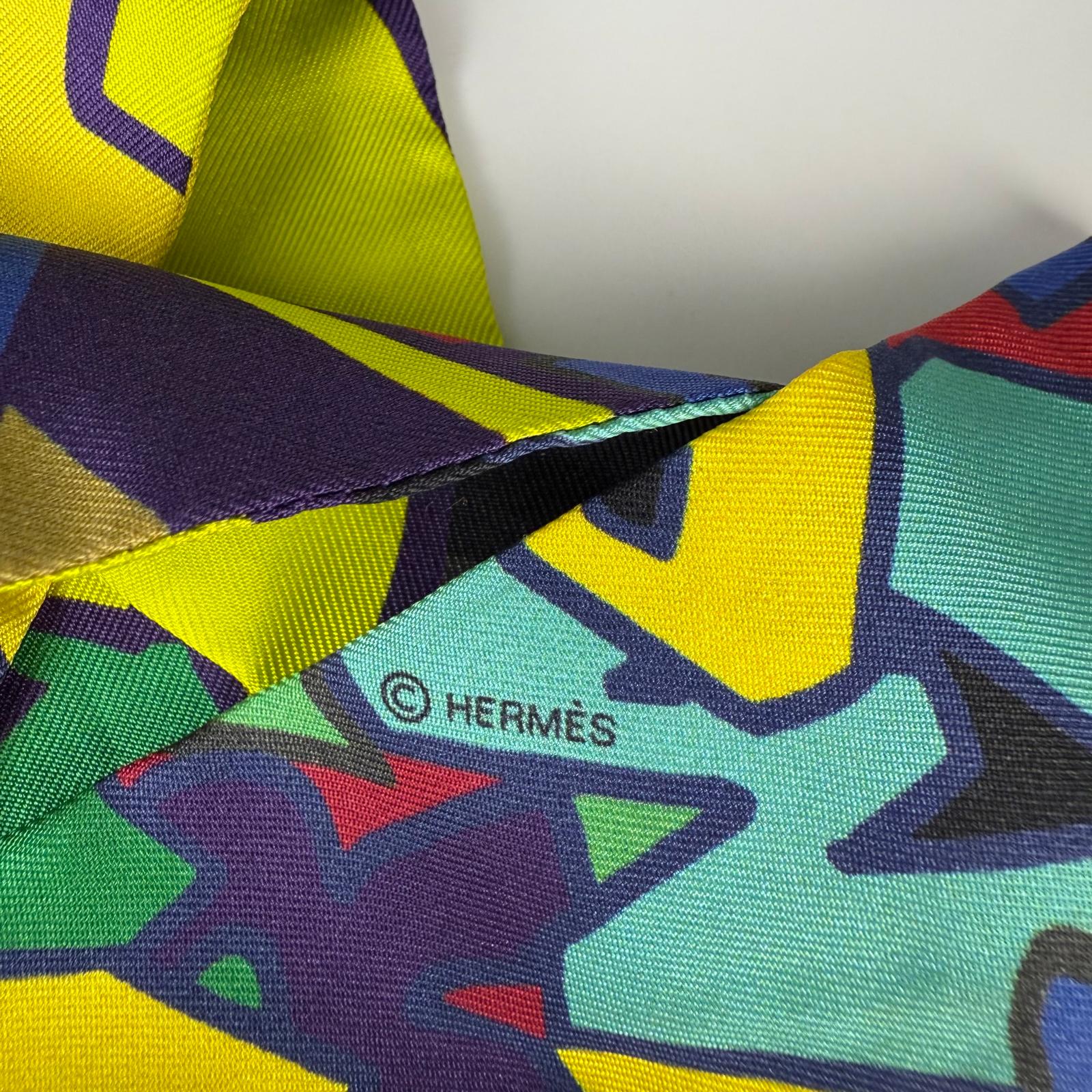 Authentic HERMES Silk Green Multicolor Scarf
