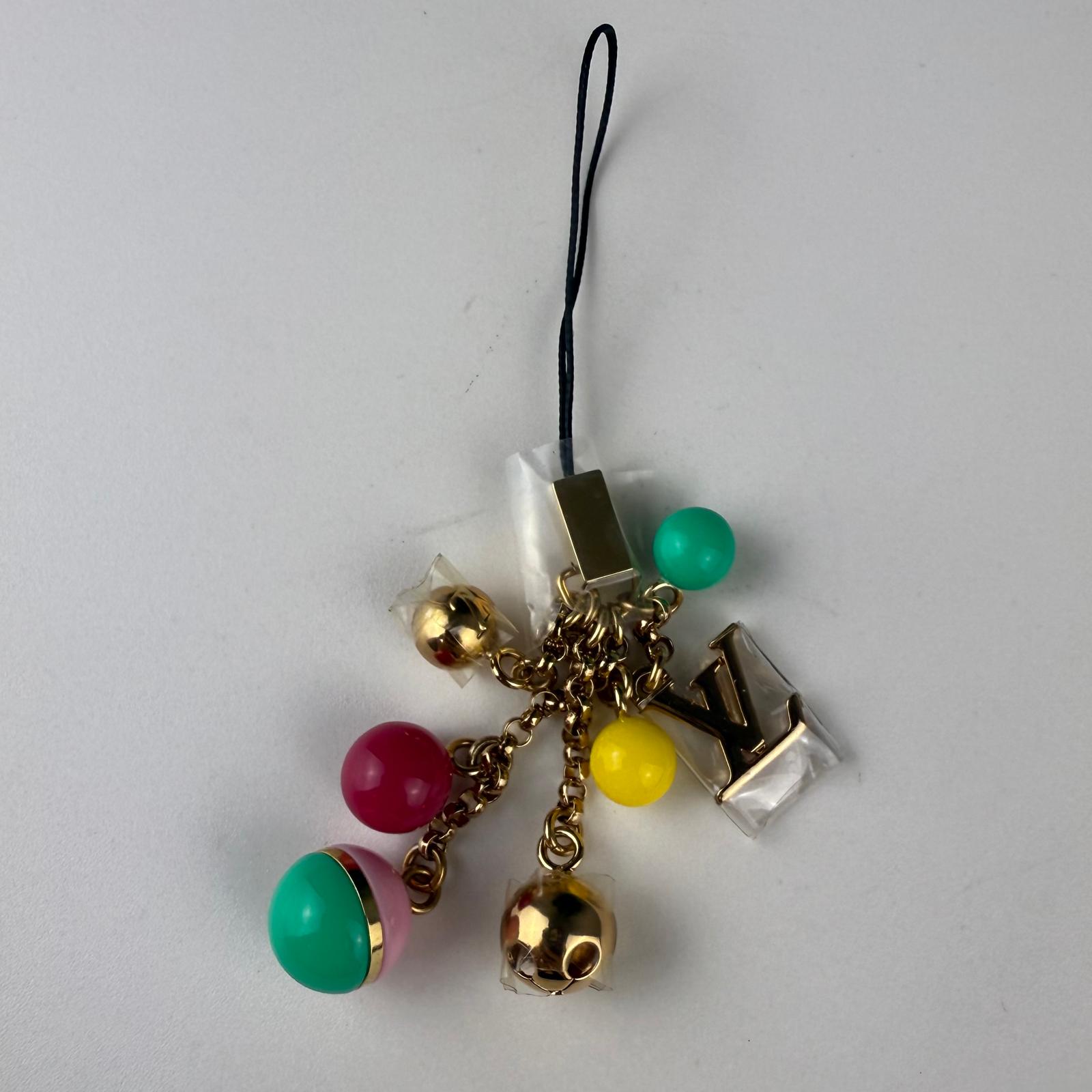 💎Authentic Louis Vuitton Goldtone Multicolor Phone Charm