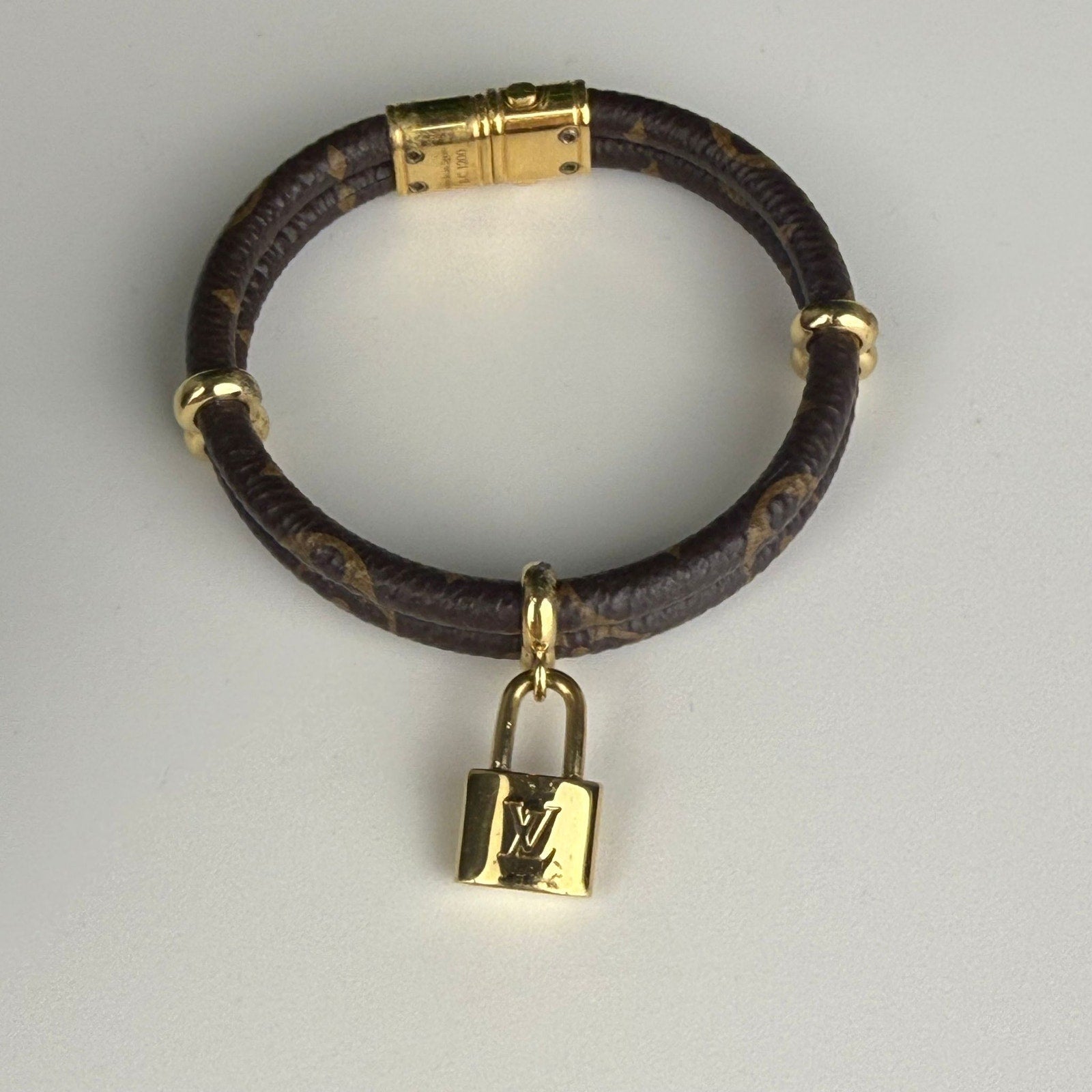 Authentic  Louis Vuitton BraceletCanvas Metal Monogram Size 6