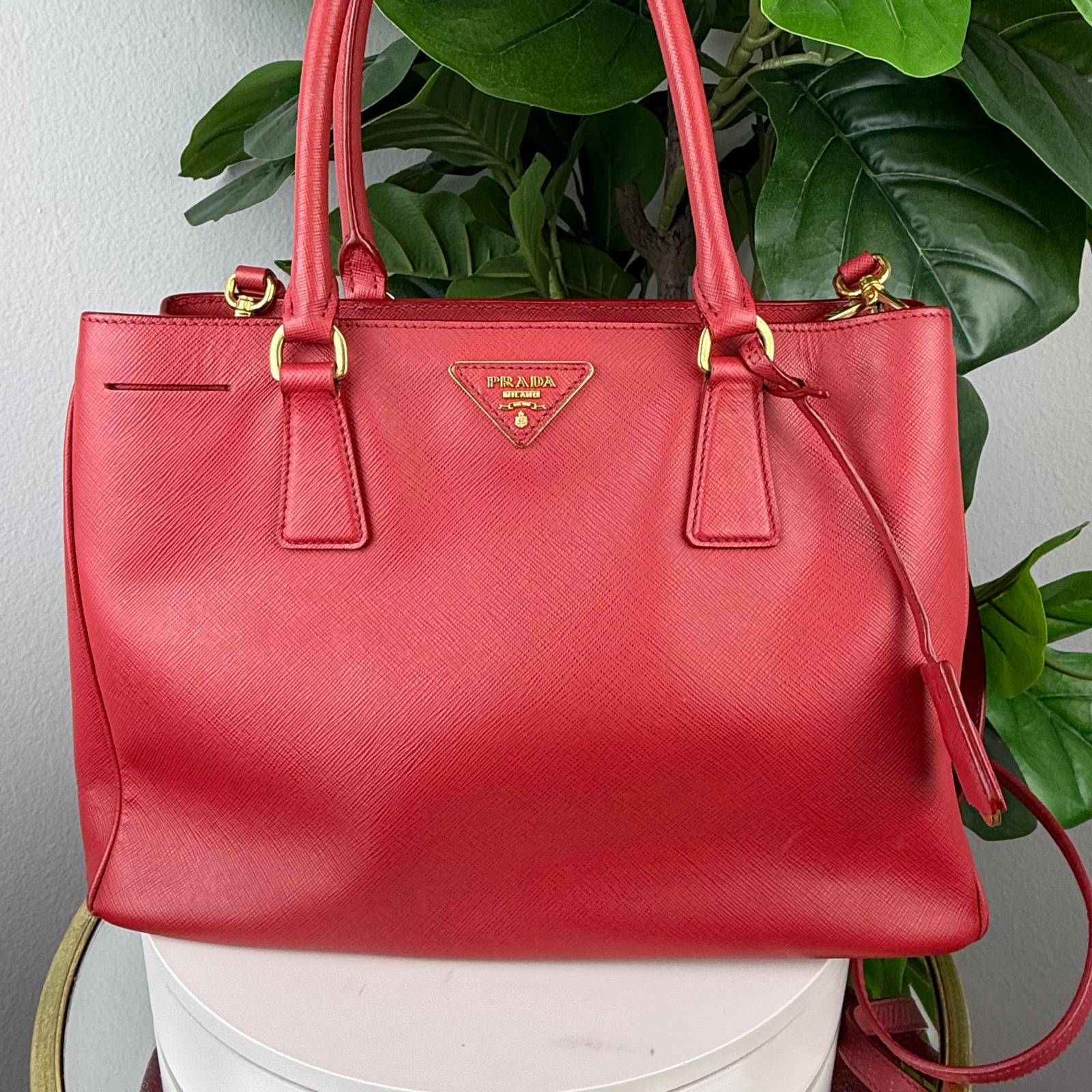 Authentic Prada Galleria Saffiano Red Tote Bag