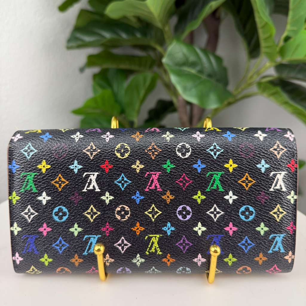 Authentic Louis Vuitton Takashi Murakami Monogram Multicolour Sarah Wallet