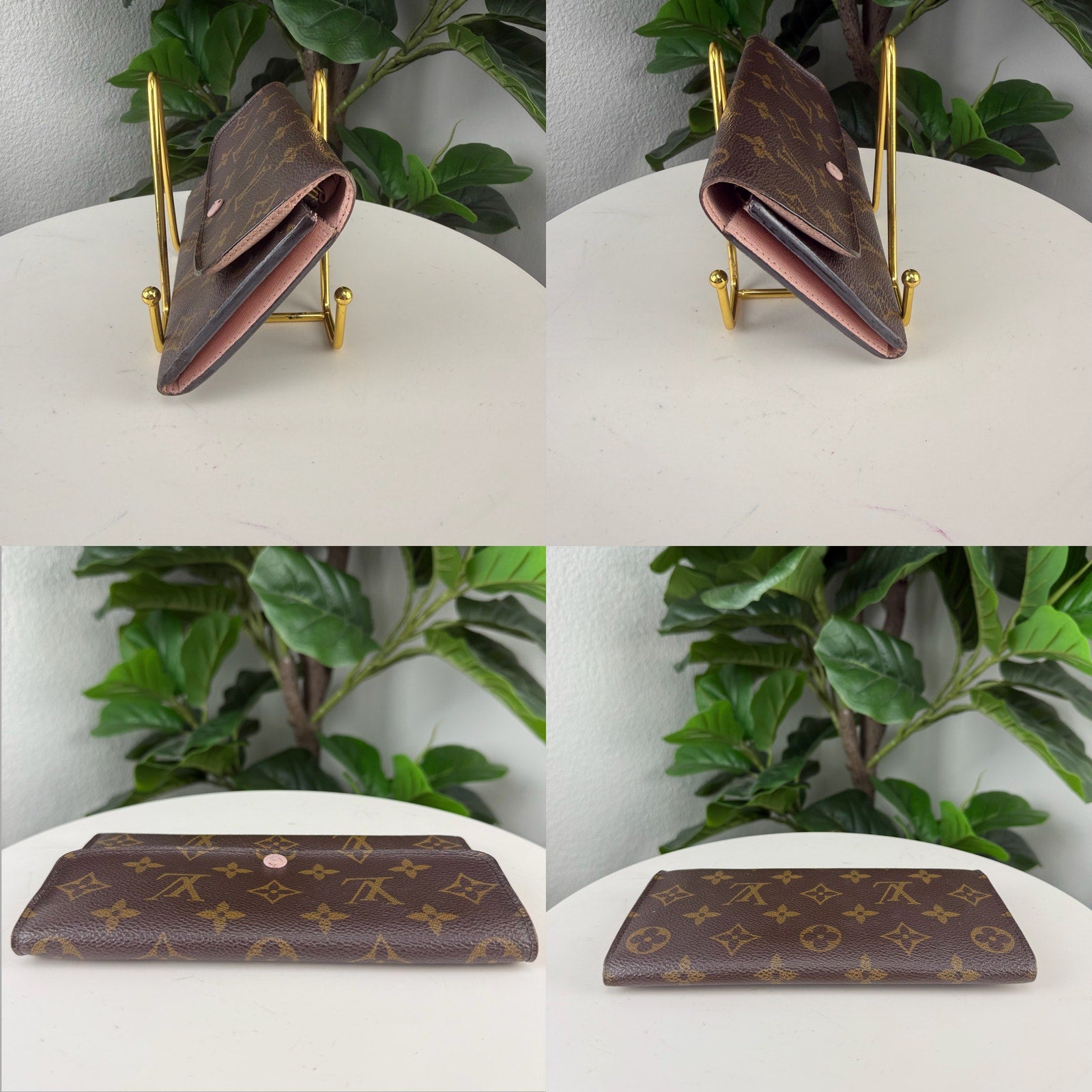 Louis Vuitton Monogram Canvas Rose Ballerine Long Wallet Authentic Pre Owned