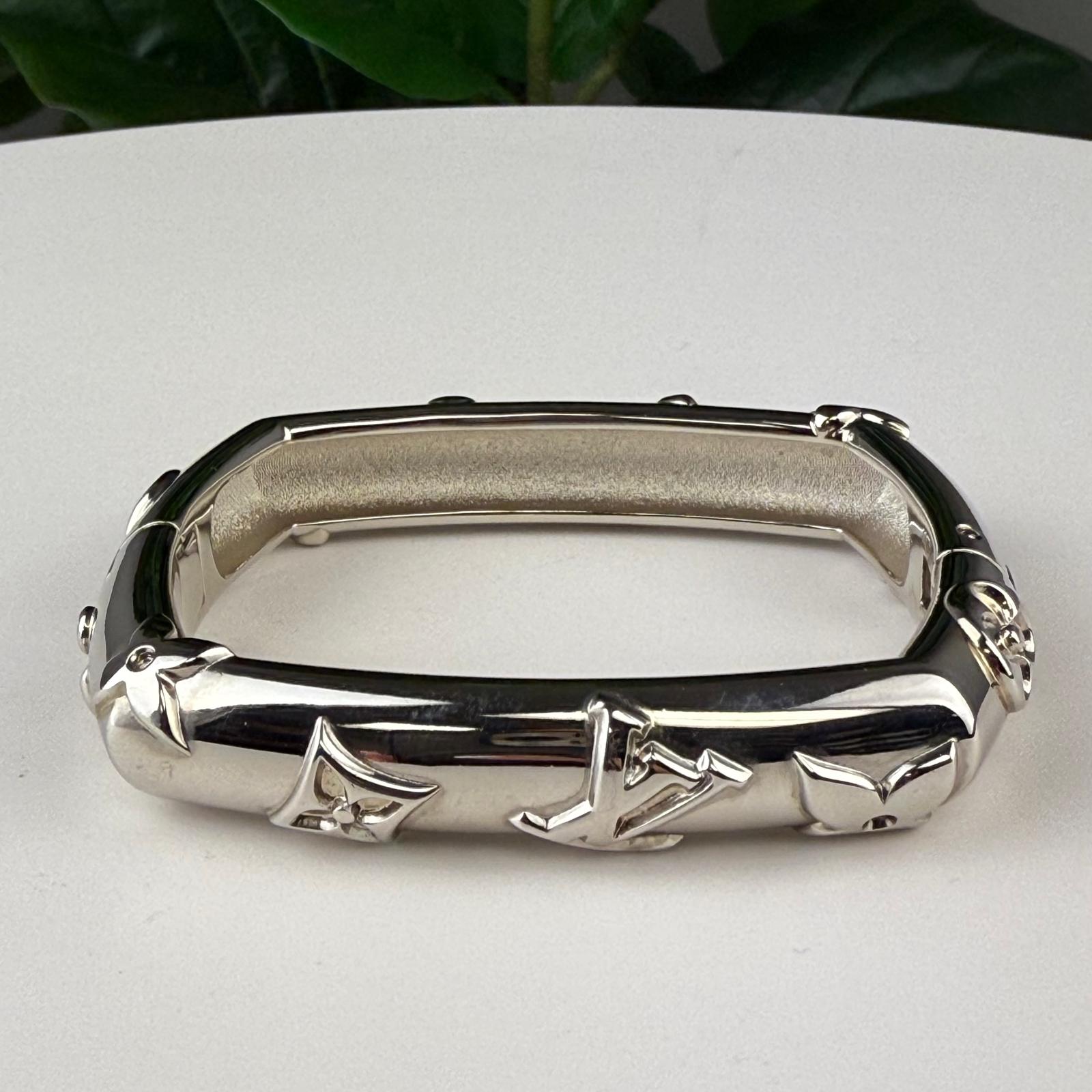 💎Authentic Louis Vuitton Brass Family Bangle S Silver 6 3/4"