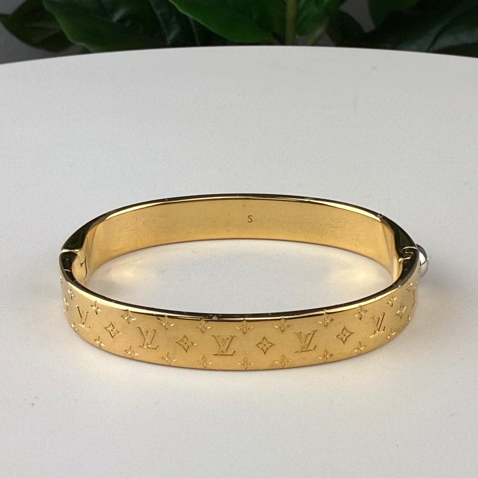 💎Authentic Louis Vuitton Nanogram Cuff Gold Bracelet Size 6"
